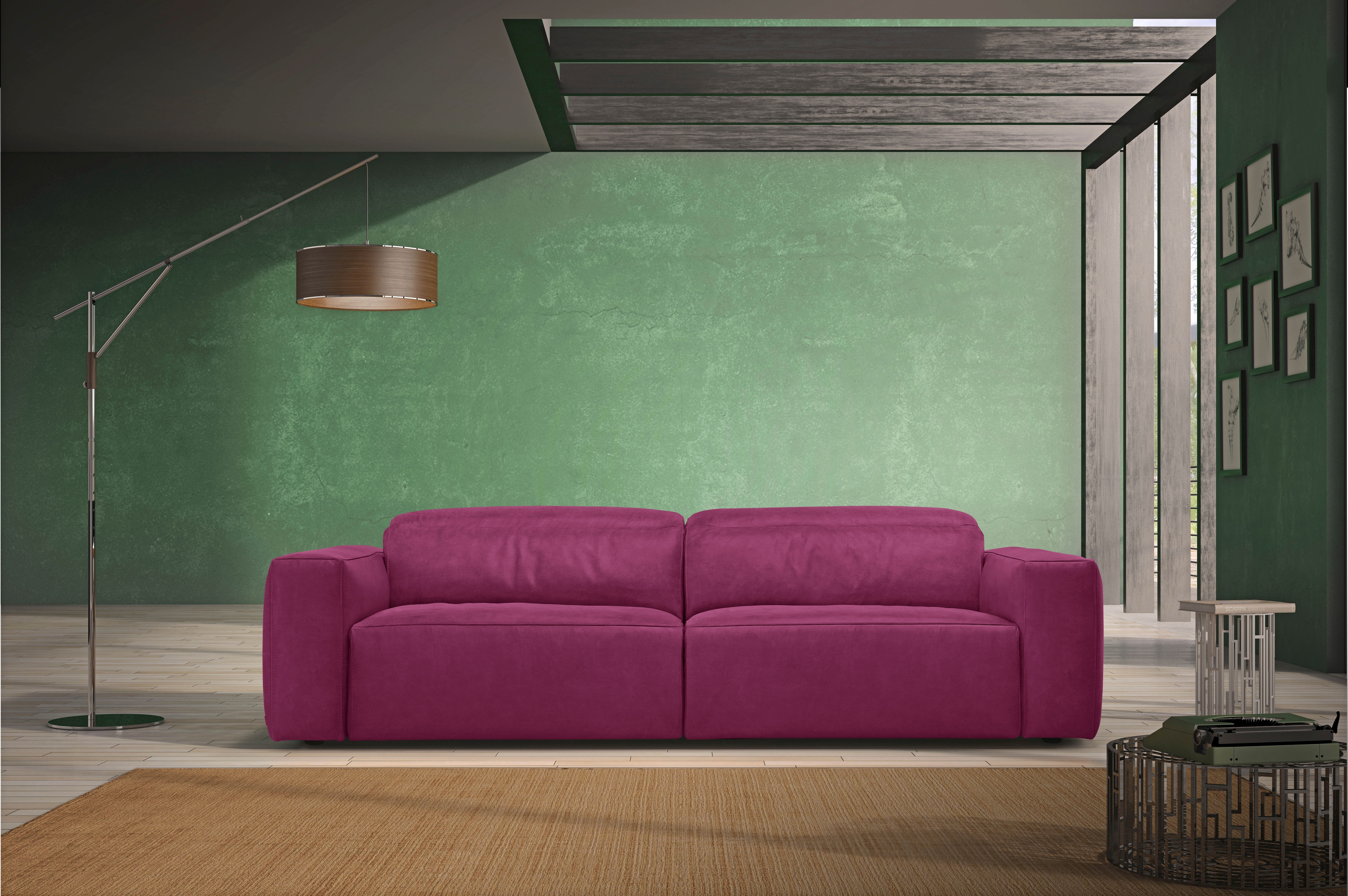 Egoitaliano 2,5-Sitzer "Beverly, Designsofa mit erstklassigem Sitzkomfort und tollen Details" Breite 242 cm, verstellbare Kopfteile