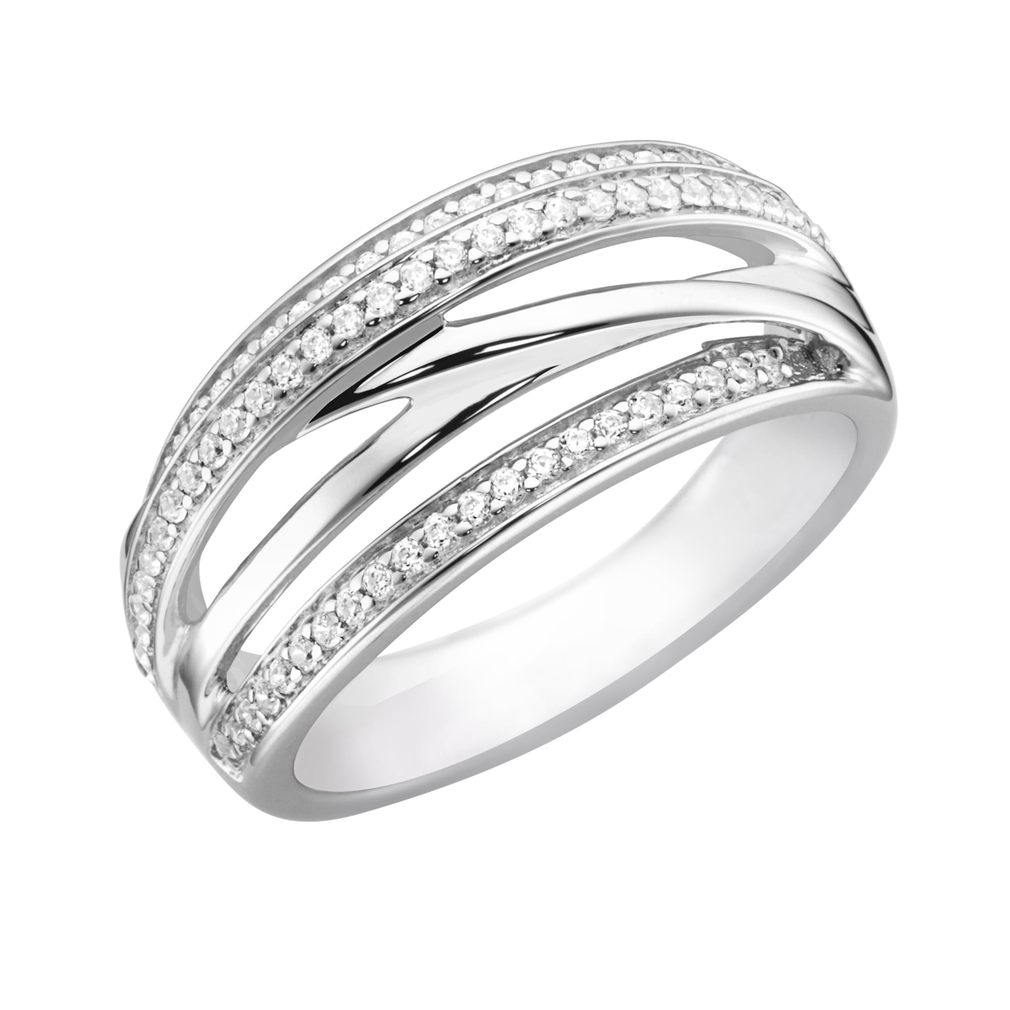 Smart Jewel Fingerring »verschlungen mit Zirkonia Steinen, Silber 925«