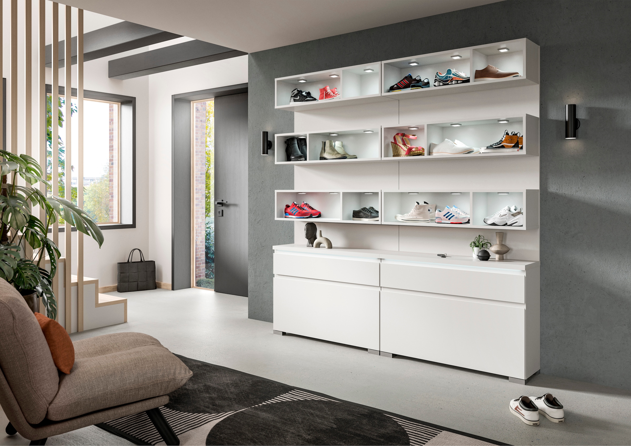 INOSIGN Schuhschrank »Skoskap, Tiefe 27cm, 1 Klappe, 1 Schubkasten, Platz für 4 Schuhpaare«, hängend und stehend montierbar, Schuhkipper, Schuhkommode, Schuhregal