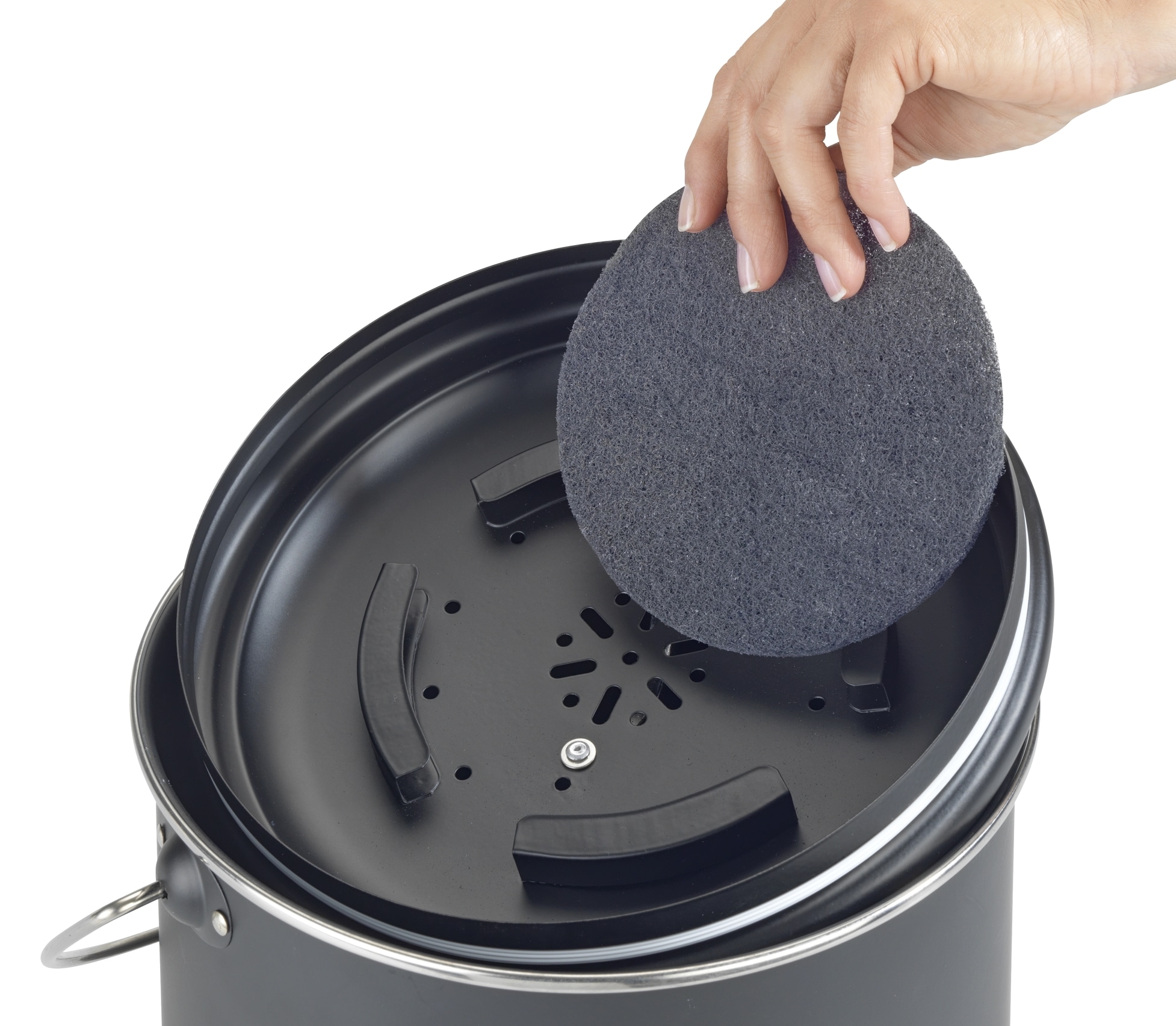 WENKO Biomülleimer »Modell Nero«, Komposteimer aus Metall, inkl. 3 Aktivkohlefiltern zum Wechseln, 6 L