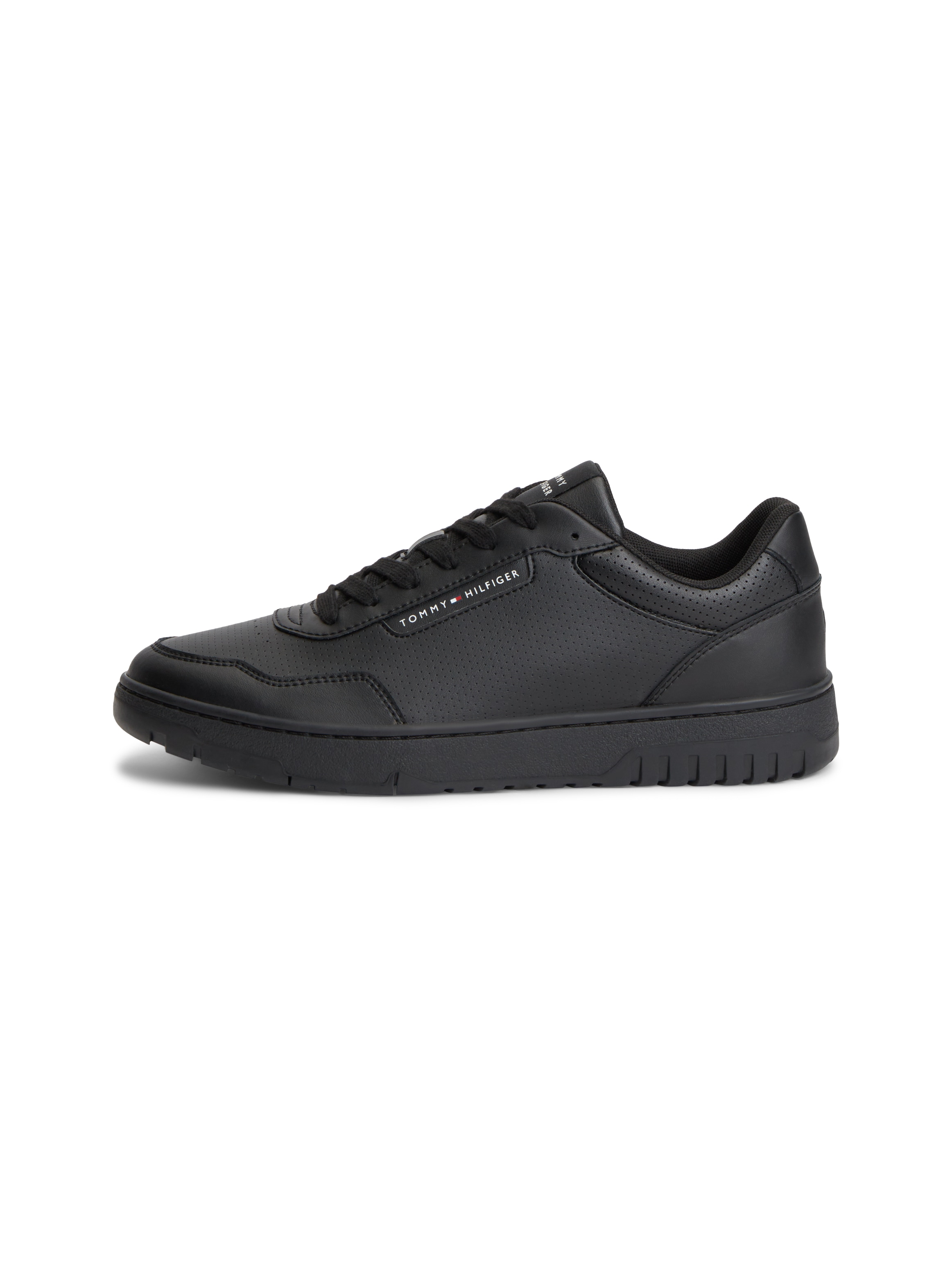 Tommy Hilfiger Sneaker »TH BASKET CORE LEATHER«  Halbschuh, Schnürer mit Perforation am gepolsterten Schaftrand