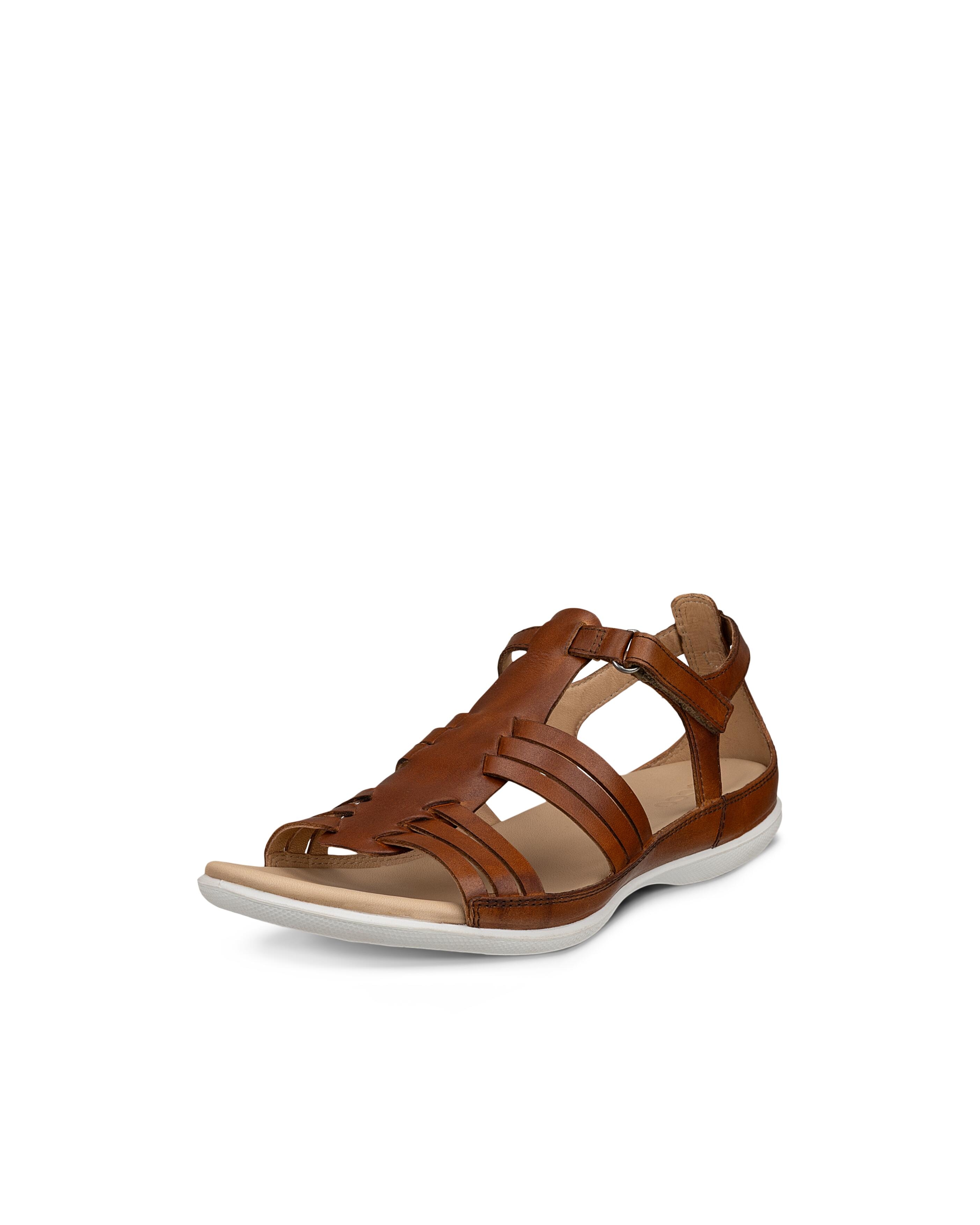 Sandale ECCO "FLASH", Damen, Gr. 43, braun, Glattleder, unifarben, Schuhe Sandale, Sommerschuh, Urlaubsschuh mit Klettverschluss