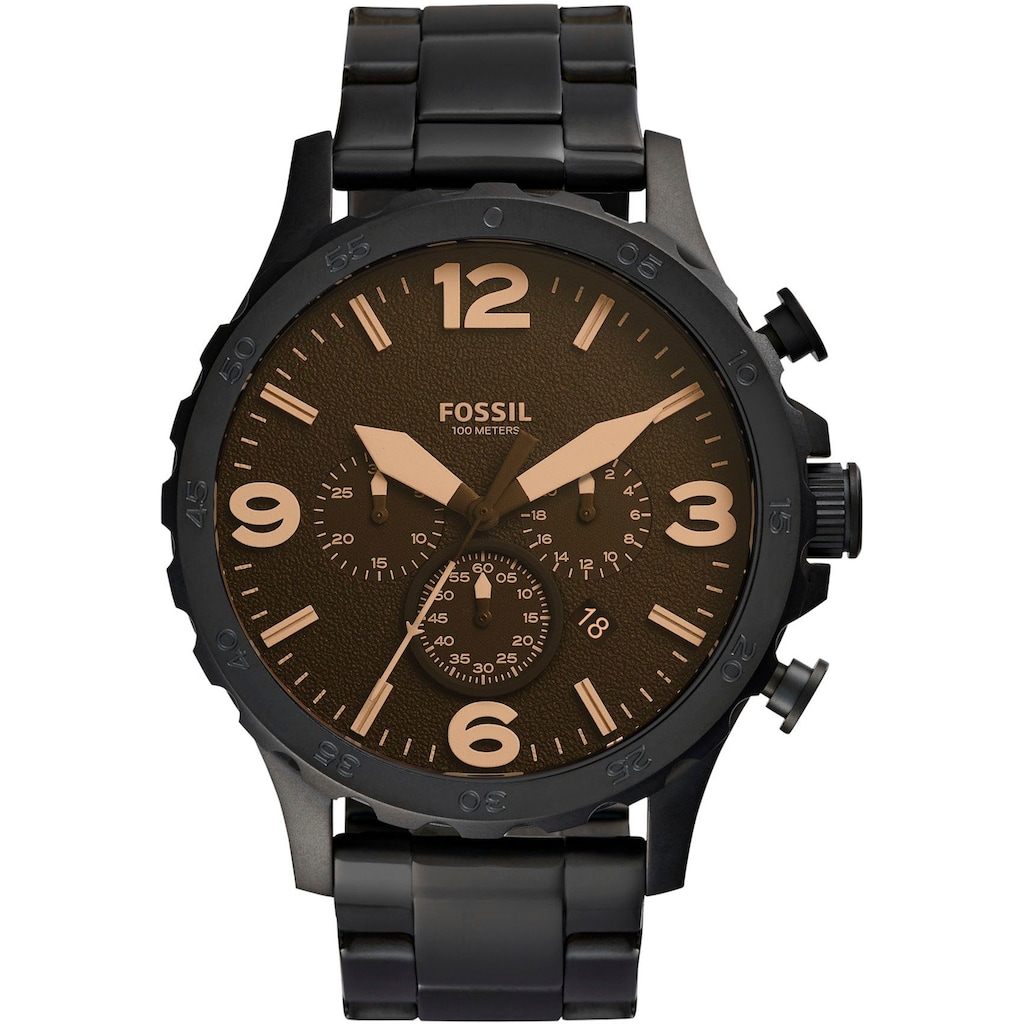 Fossil Chronograph »NATE, JR1356«, Quarzuhr, Armbanduhr, Herrenuhr, Stoppfunktion