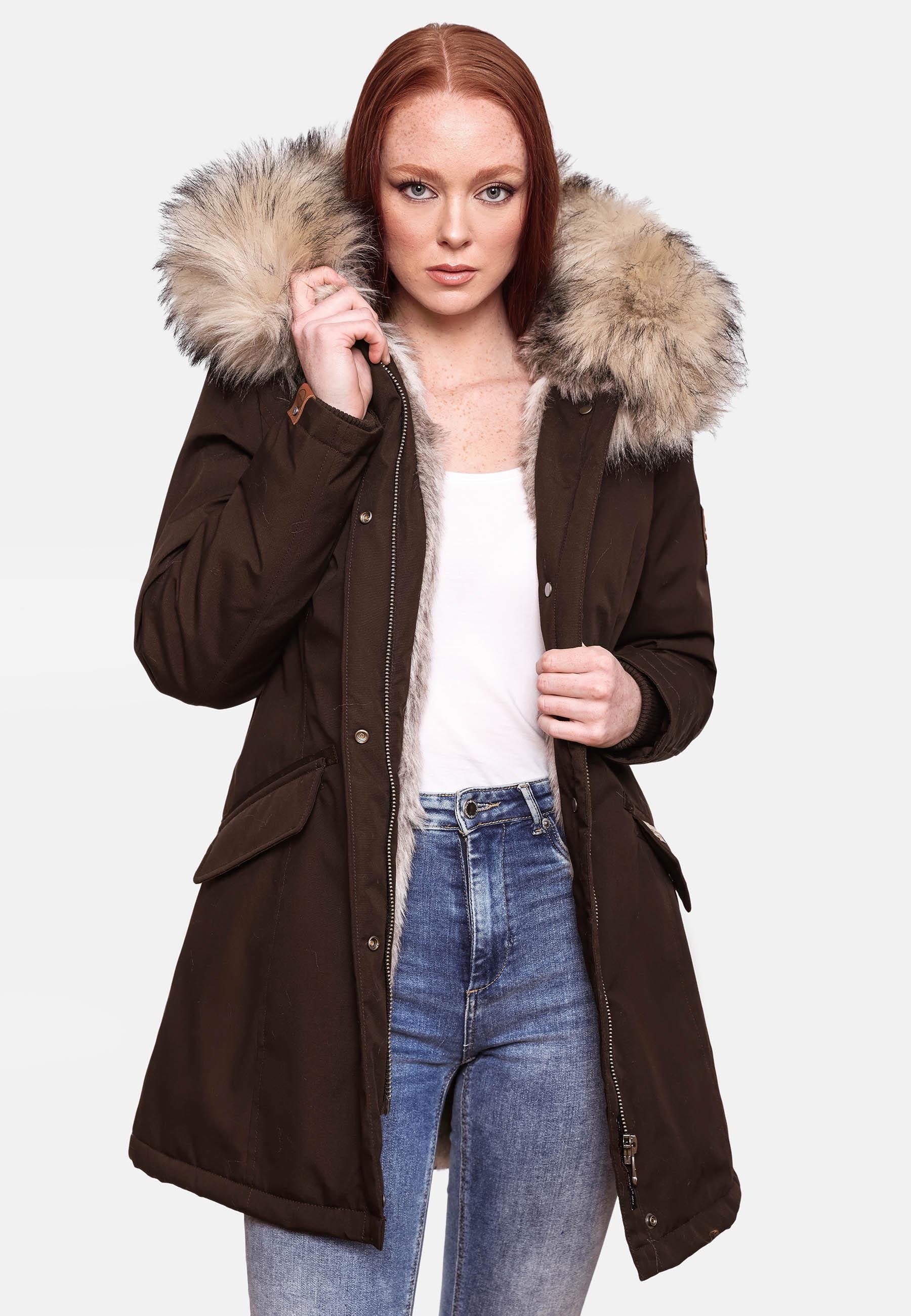 Navahoo Wintermantel »Cristal«, stylischer Damen Winterparka mit Kunstfell-Kapuze