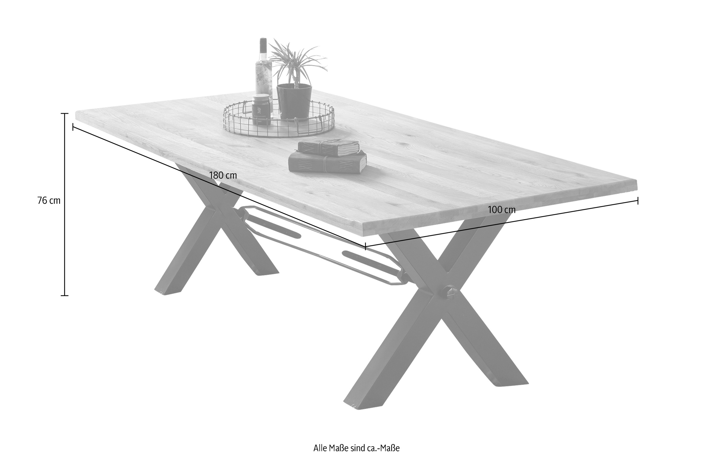 SIT Esstisch, X-Gestell im industriellen Antiklook