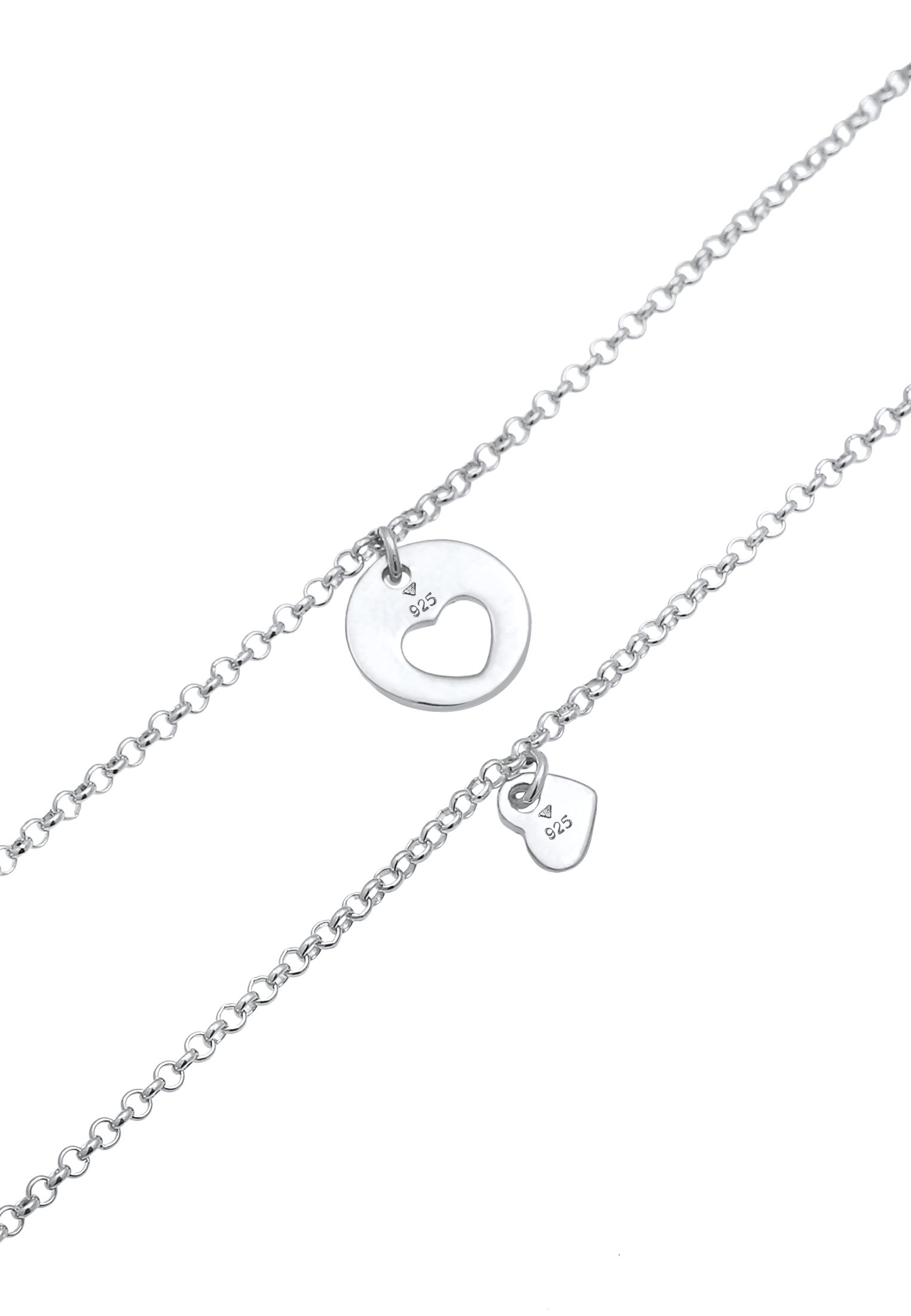 ELLI Herz Mutter Tochter 925 Sterling Silver Bracelet Set Silver Size 16 3