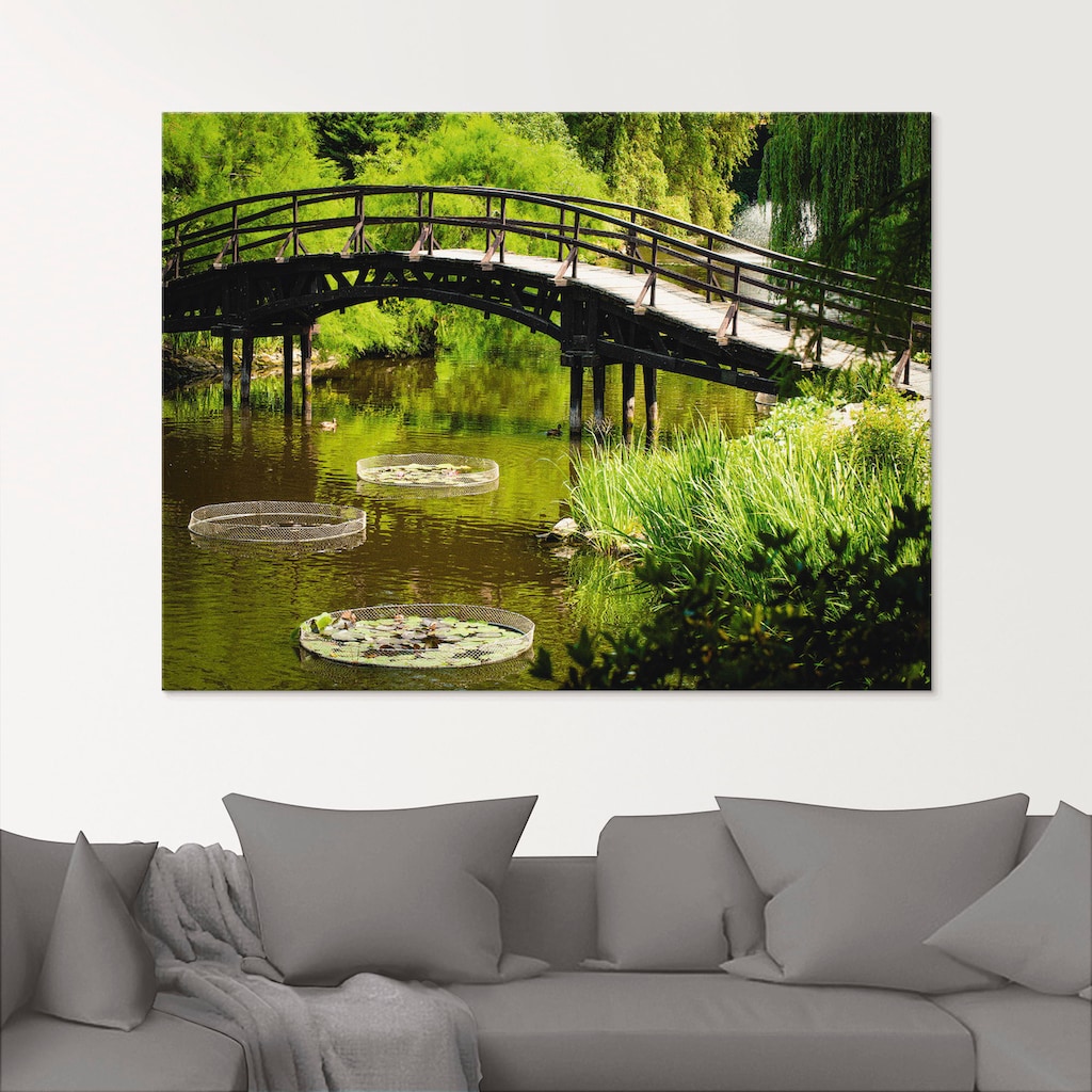 Artland Glasbild »Gartenbrücke«, Garten, (1 St.)