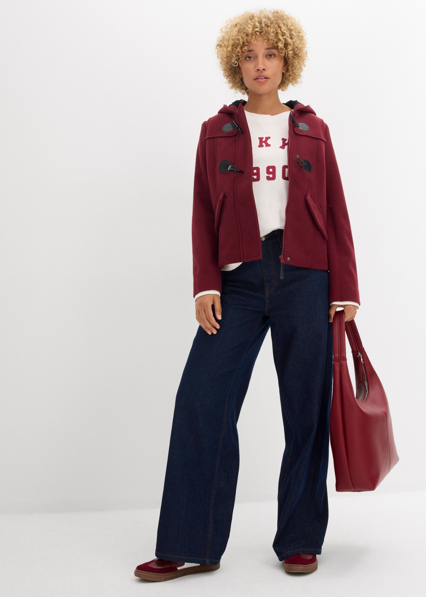 bonprix Outdoorjacke als Duffle-Jacke, aus Wollimitat, gerade Passform, casualer Stil
