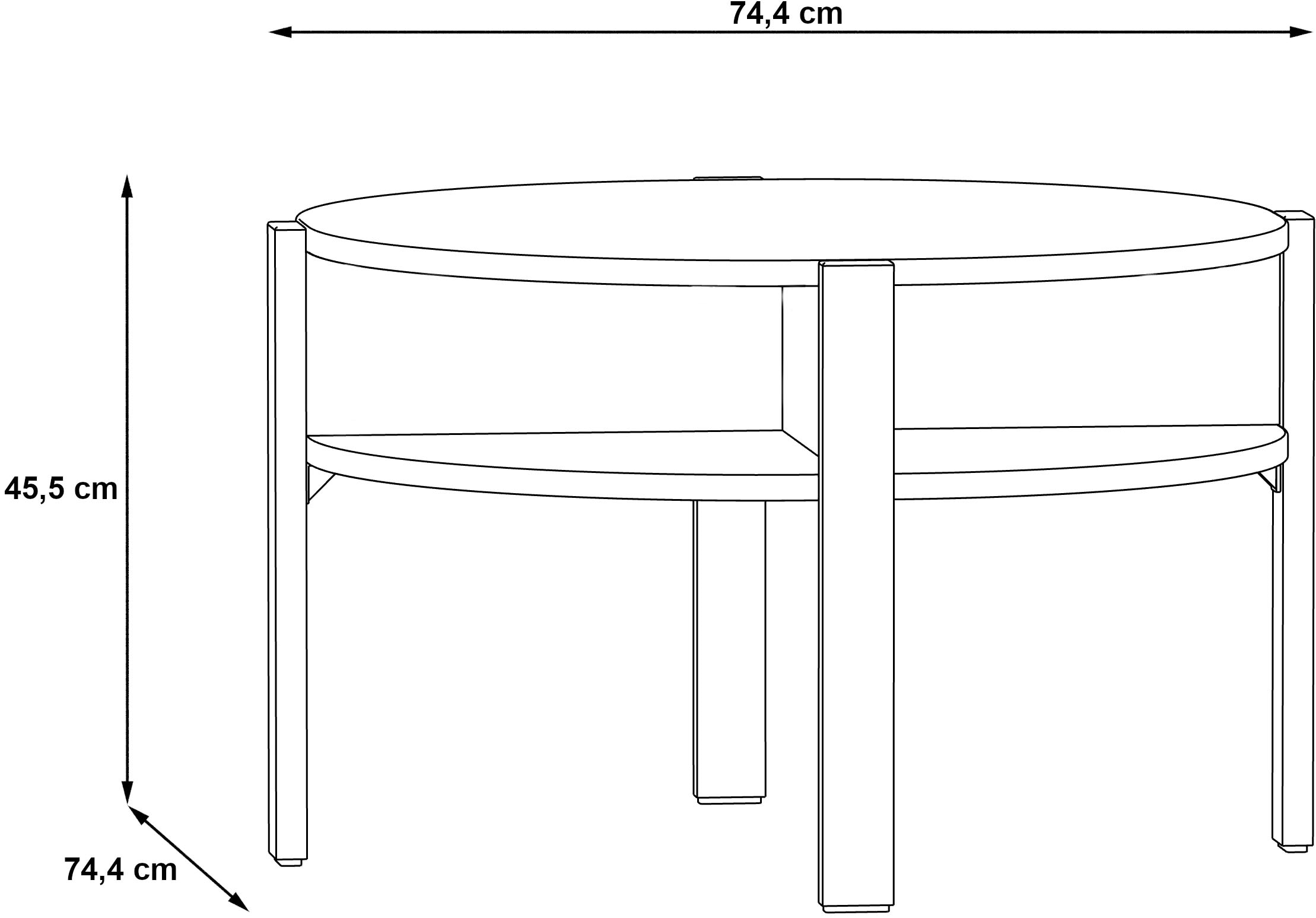 FORTE Beistelltisch »Tobago«, Durchmesser ca. 74,5 cm