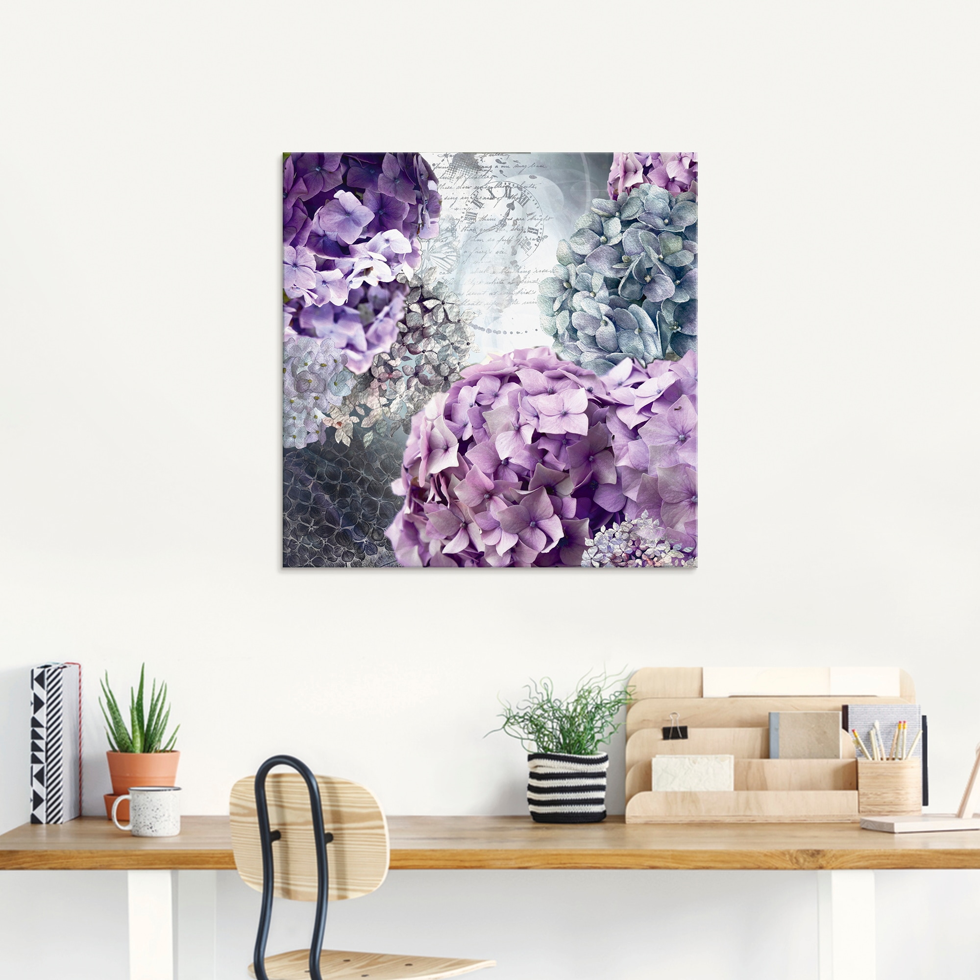 Artland Glasbild "Blau und Grau Hortensie", Blumen, (1 St.), in verschieden günstig online kaufen