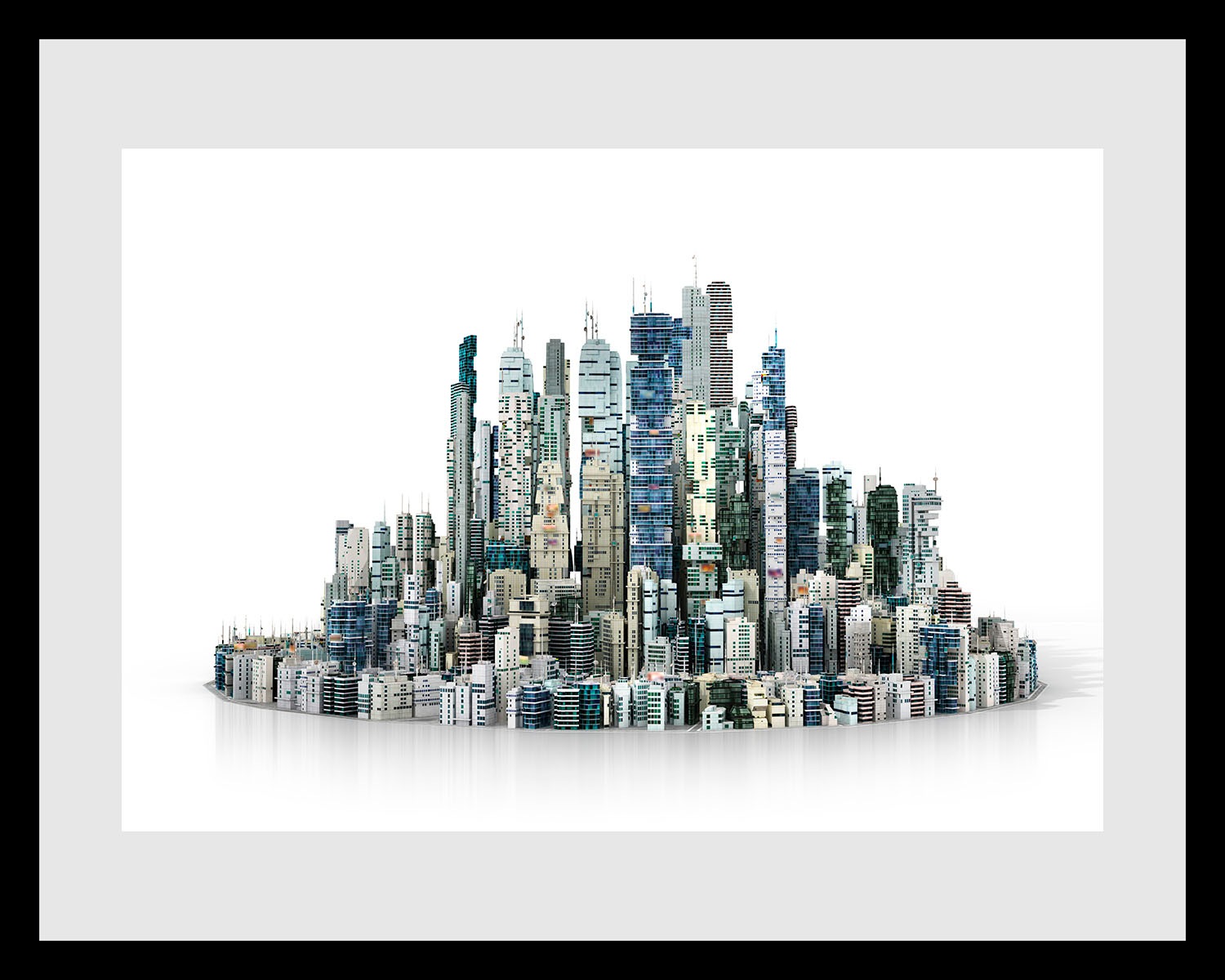 queence Bild »Big City Life«, Städte-Stadt-Amerika-Bilder von Amerika-Gebäude-Kunst, (1 St.), HD Premium Poster-Druck inkl. Holzrahmen