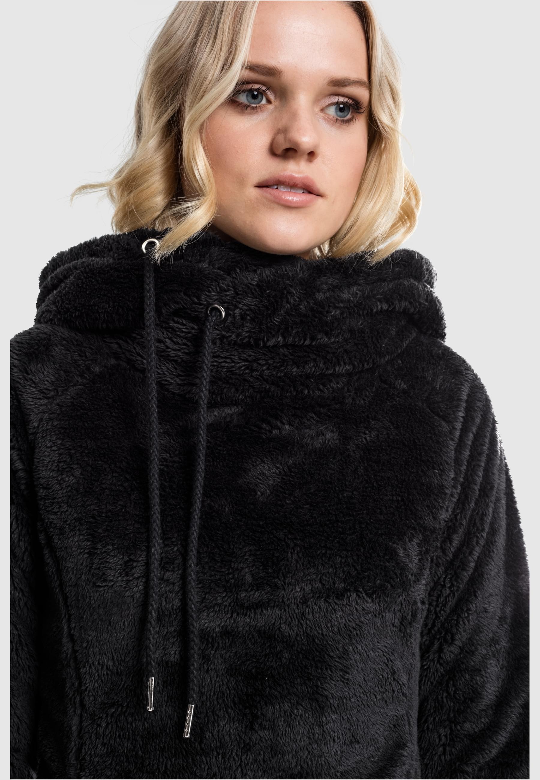 URBAN CLASSICS Rundhalspullover »Urban Classics Damen Ladies Long Teddy Hoody«, (1 tlg.)