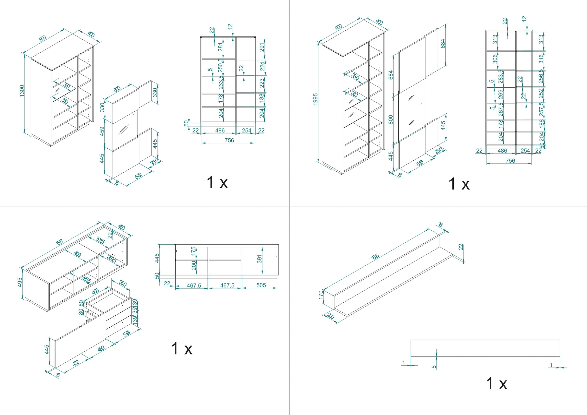 INOSIGN Schrank-Set »LARGO«, (Set, 4 St.), mit Soft-Close-Funktion