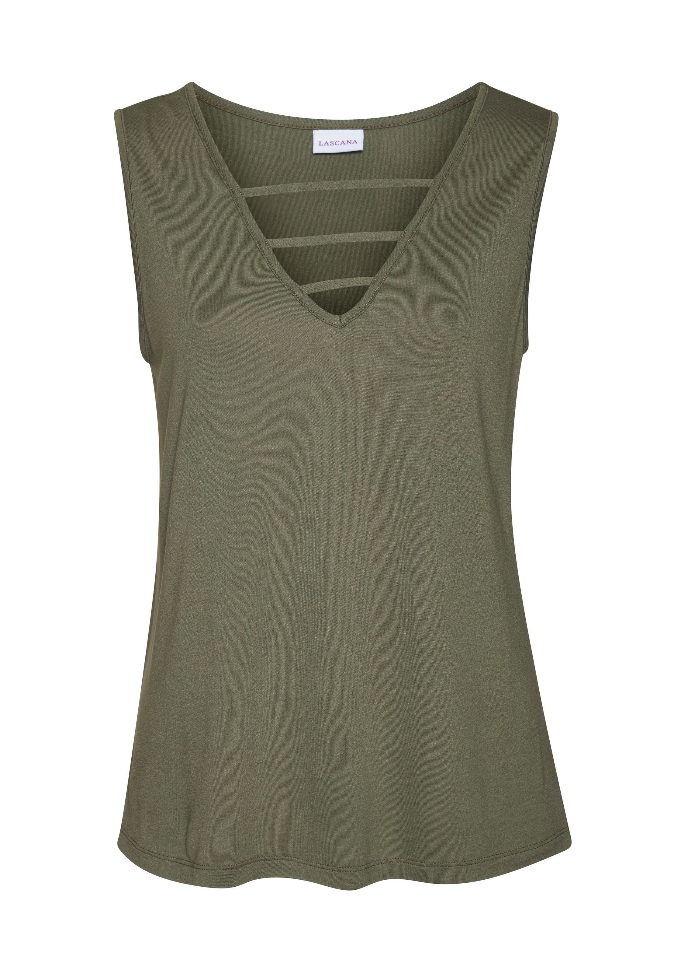 LASCANA Tanktop, mit Zierbändern, Jerseytop, modisches Damentop