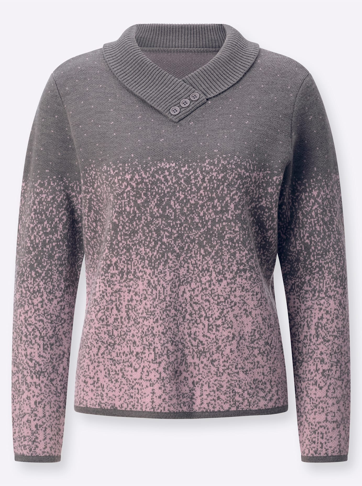 V-Ausschnitt-Pullover CLASSIC "Pullover", Damen, Gr. 38, lila (anthrazit, mauve, gemustert), 70% Polyacryl, 30% Wolle, gemustert, mehrfarbig, Pullover 3