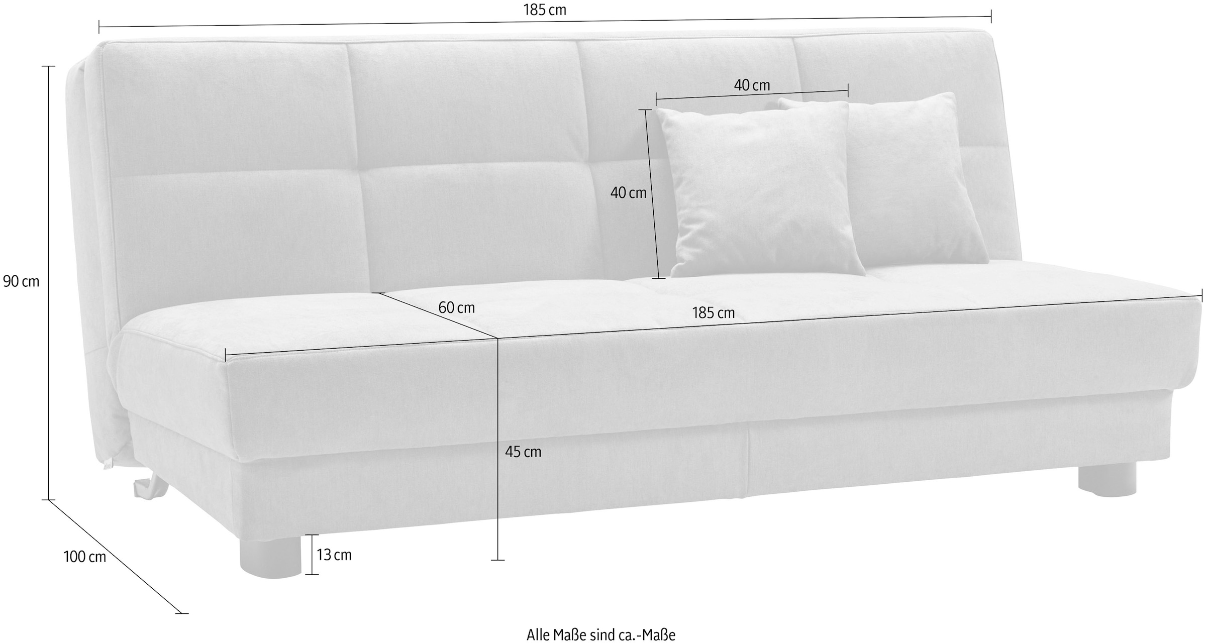 ell + BAUR cm, ell inkl. Zierkissen Schlafsofa 185 Breite kaufen Faltsofa«, 2 »Tilda 