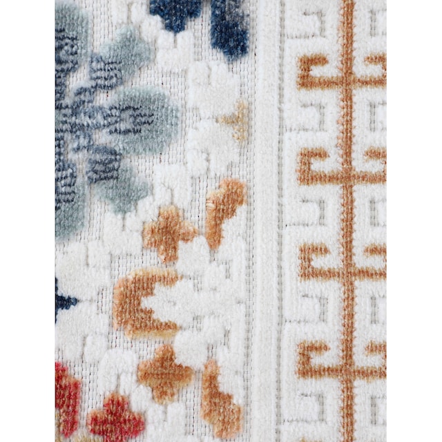 carpetfine Teppich »Deja 103«, rund, robustes Flachgewebe, Motiv- Floral  Palmenblätter, Hoch-Tief Effekt auf Rechnung | BAUR