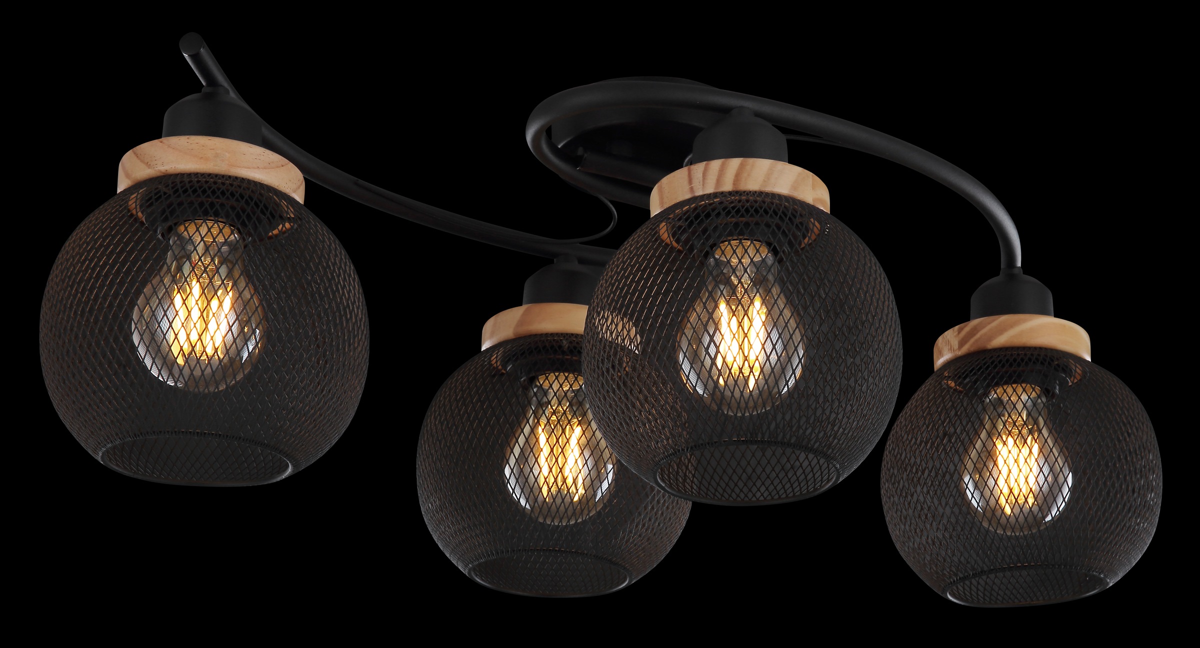 GLOBO LIGHTING Deckenleuchte »PABLO« E27 1 Stk. Deckenlampe Metall schwarz Metallgeflecht Holz Küche Wohnzimmer