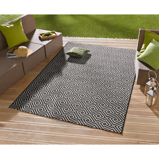 NORTHRUGS Teppich »Karo«, rechteckig, In- & Outdoor, Teppichläufer,  Wetterfest, Raute, Balkon, Garten, Flur | BAUR