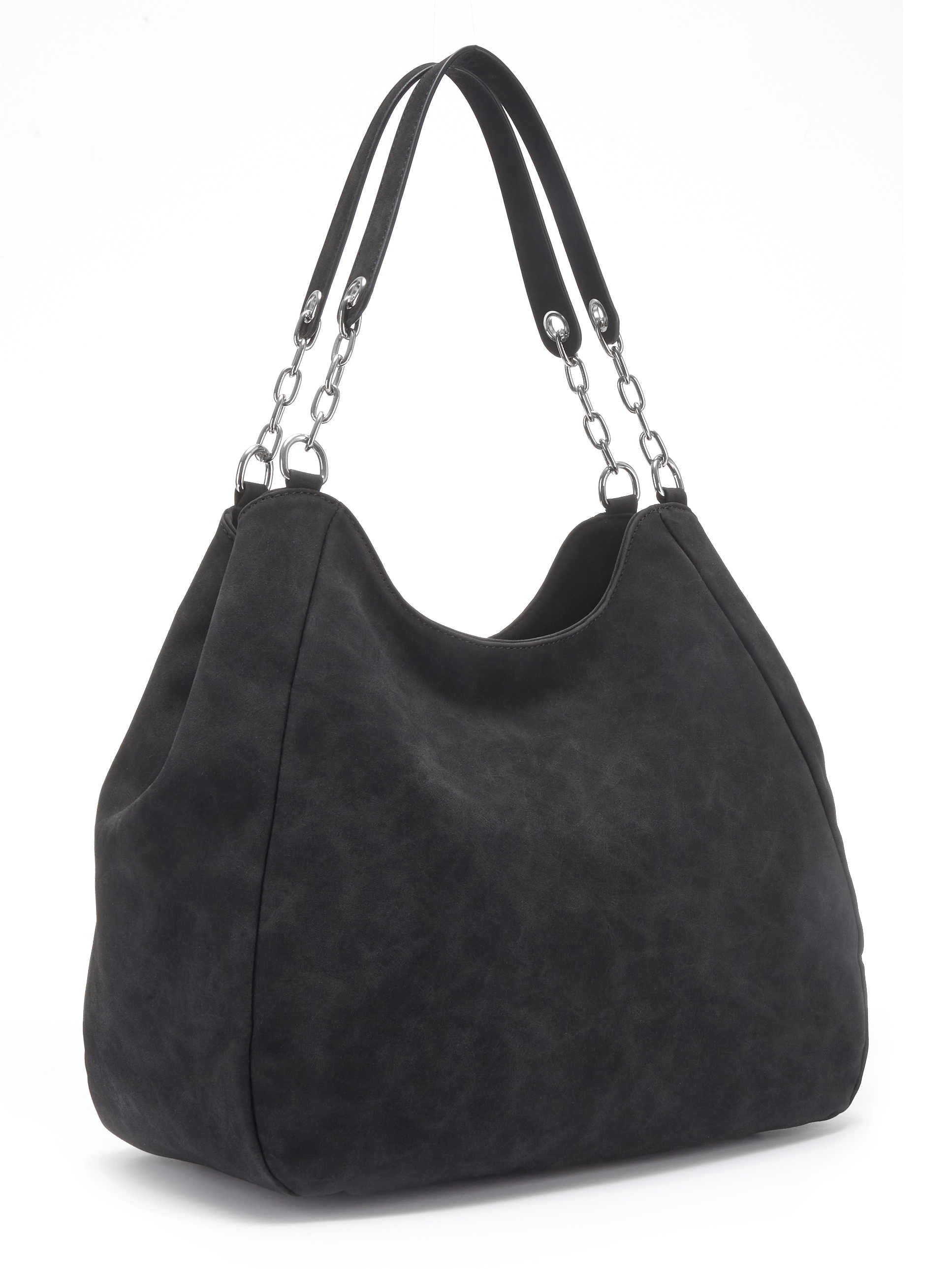 Vivance Schultertasche "Henkeltasche, Damentasche, Shopper, Einkaufstasche, Handtasche" mit silberfarbenen Ketten-Details VEGAN