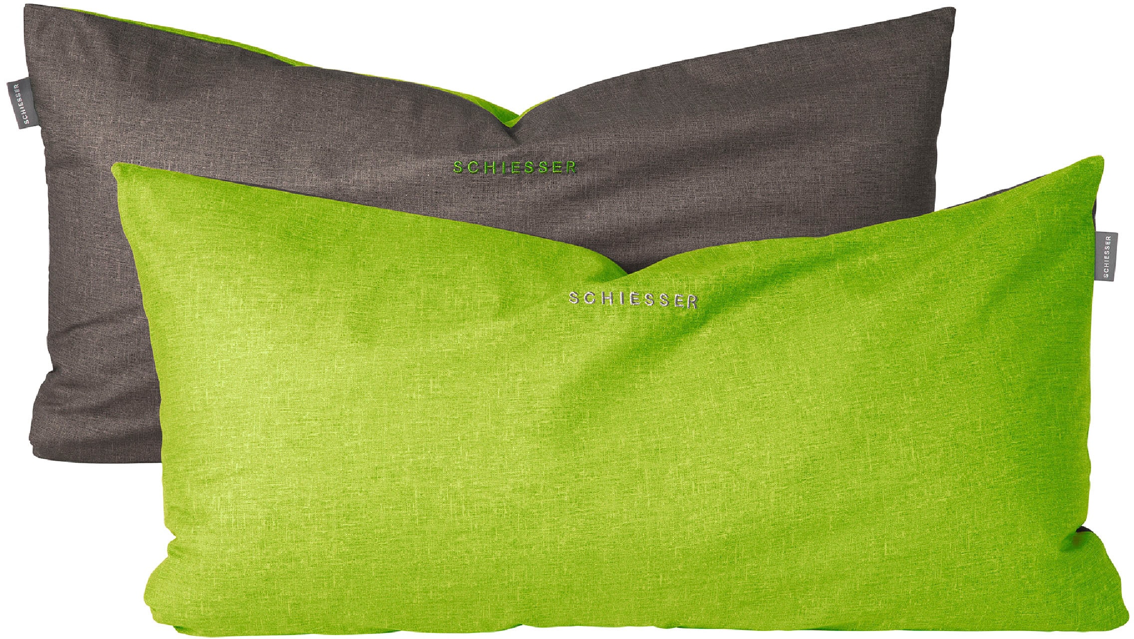 Schiesser Kissenhüllen »Doubleface aus weicher Baumwolle mit edlem Melangeeffekt in Wendeoptik«, (2 St.), Made in Green
