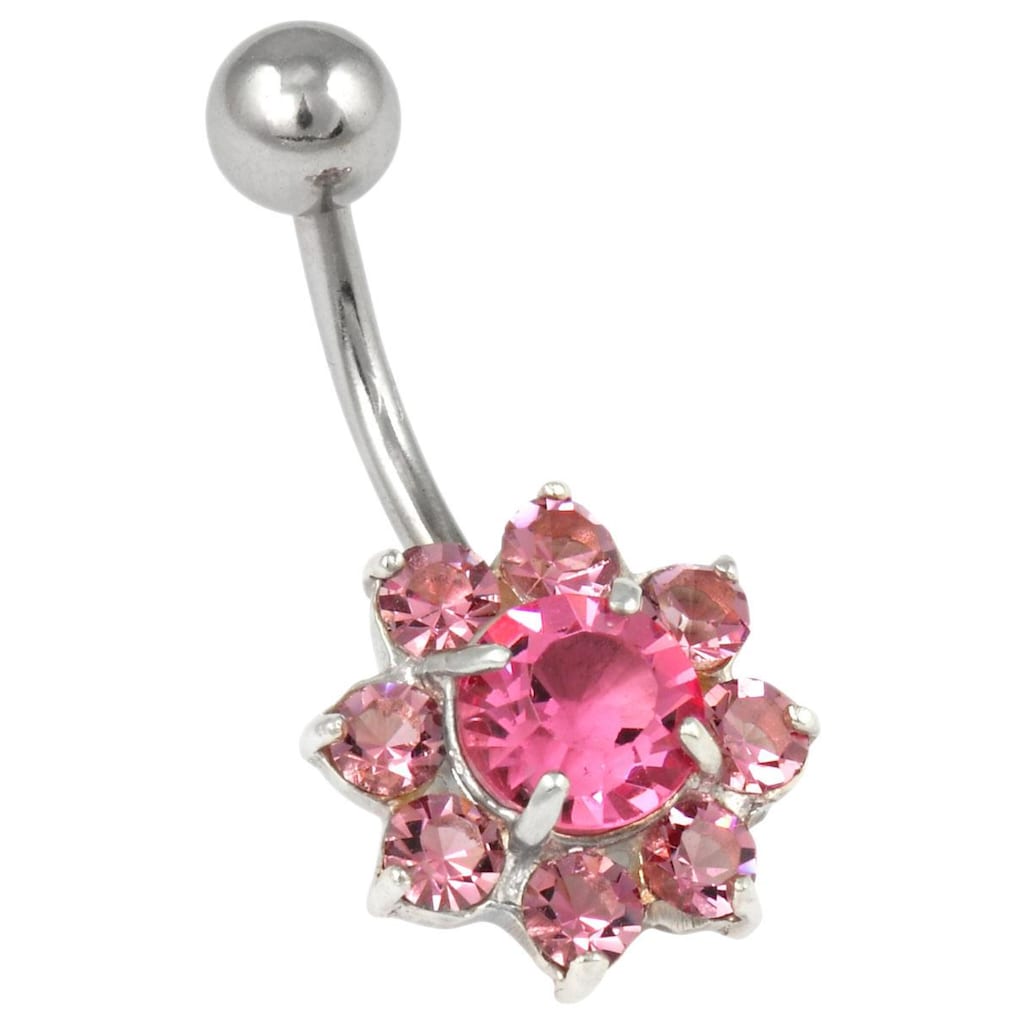 Firetti Bauchnabelpiercing »Schmuck Geschenk Piercing Silber 925 Körperschmuck Blume«, mit Kristallen