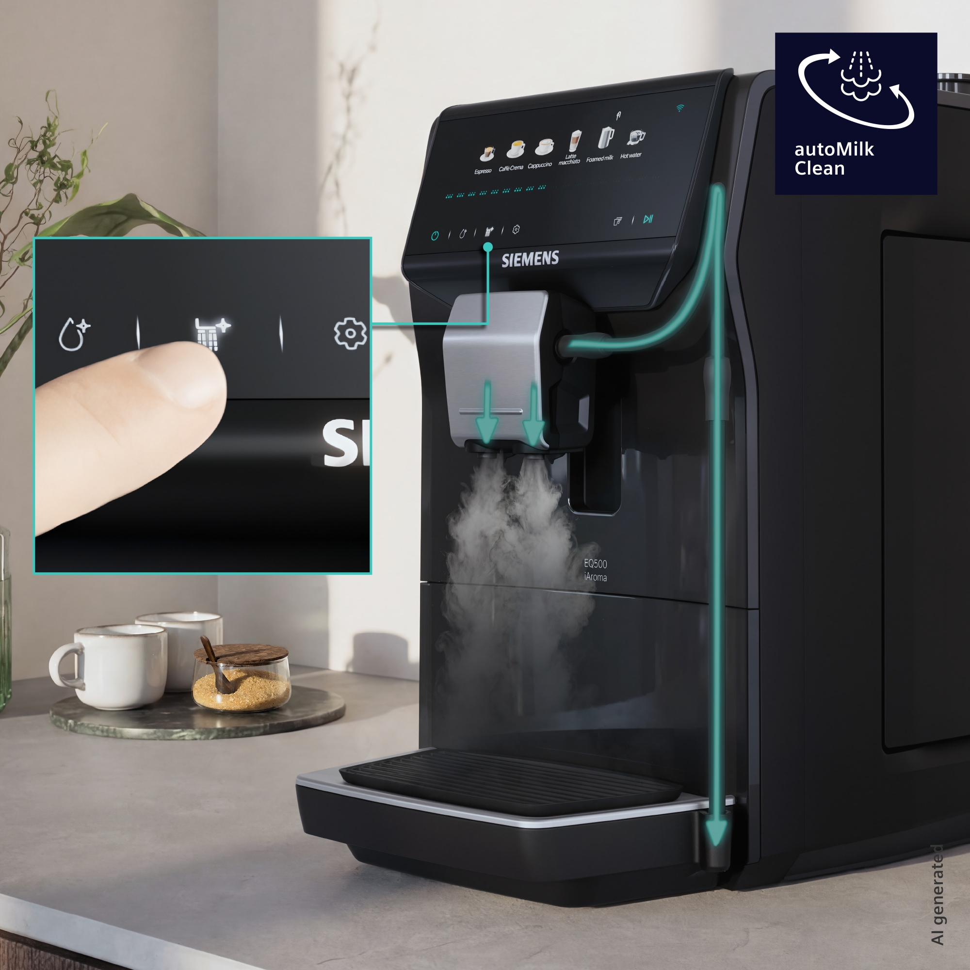 SIEMENS Kaffeevollautomat »EQ500 TP551E07, Doppeltassenfunktion, 6 Getränke, einfache Reinigung« mit Milchschlauch, Keramikmahlwerk, entnehmbare Brüheinheit, Schwarz
