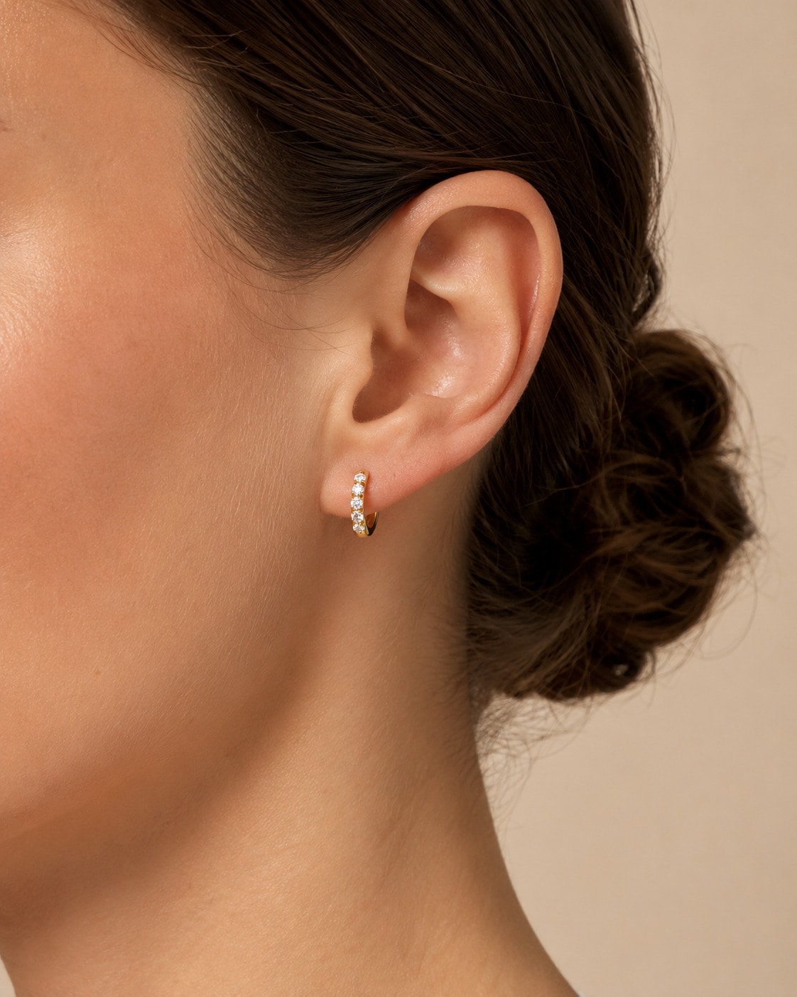 ONE ELEMENT Paar Creolen »Creolen Ohrringe ⌀ 11,8 mm aus 585 Gold« mit 10 Lab Grown Diamanten / Labordiamanten 0,35 ct