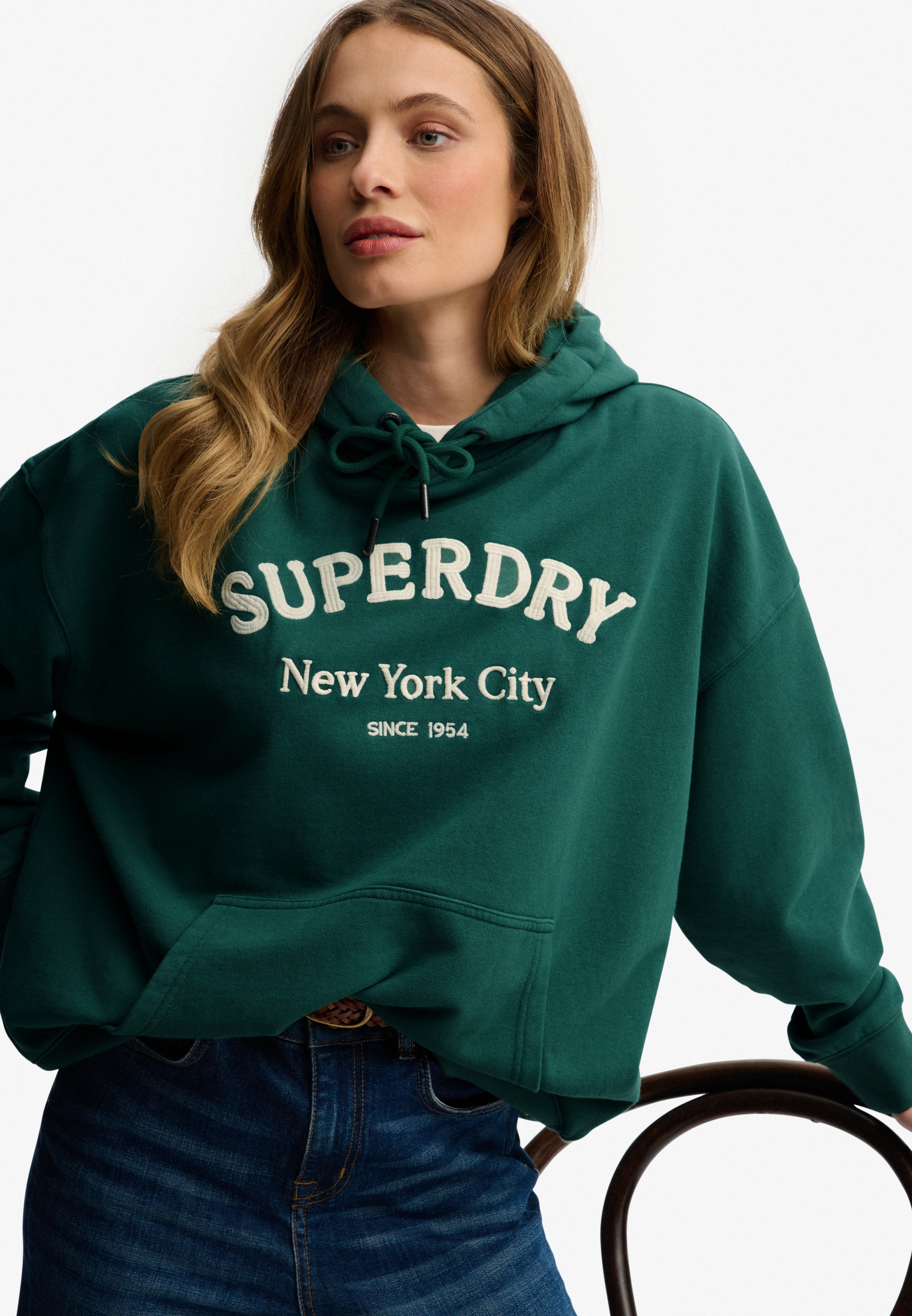 Superdry Kapuzensweatshirt "Luxe Casual Emb Relaxed Hood", Baumwolle, overs günstig online kaufen