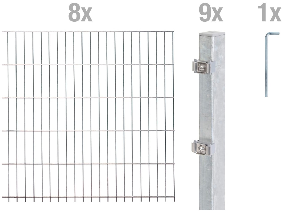 Alberts Doppelstabmattenzaun "Grundset", Höhe: 80-160 cm, Gesamtlänge: 4-30 m, zum Einbetonieren