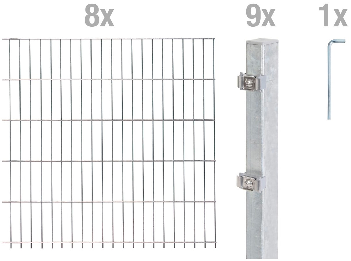 Alberts Doppelstabmattenzaun "Grundset" Höhe: 80-200 cm, Gesamtlänge: 4-30 m, zum Einbetonieren