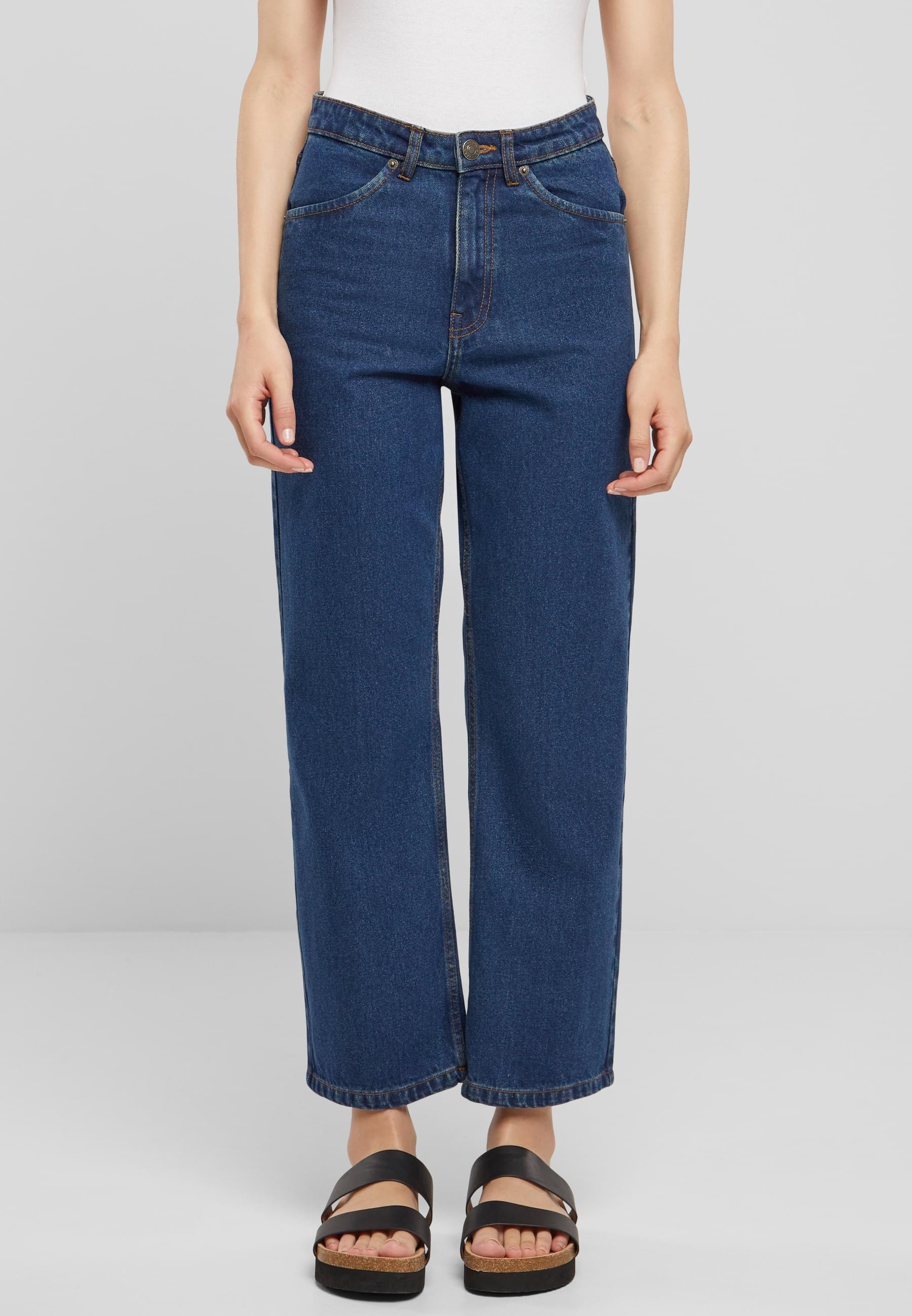 URBAN CLASSICS Bequeme Jeans »Urban Classics Damen Ladies Cropped Straight Leg Denim Pants«