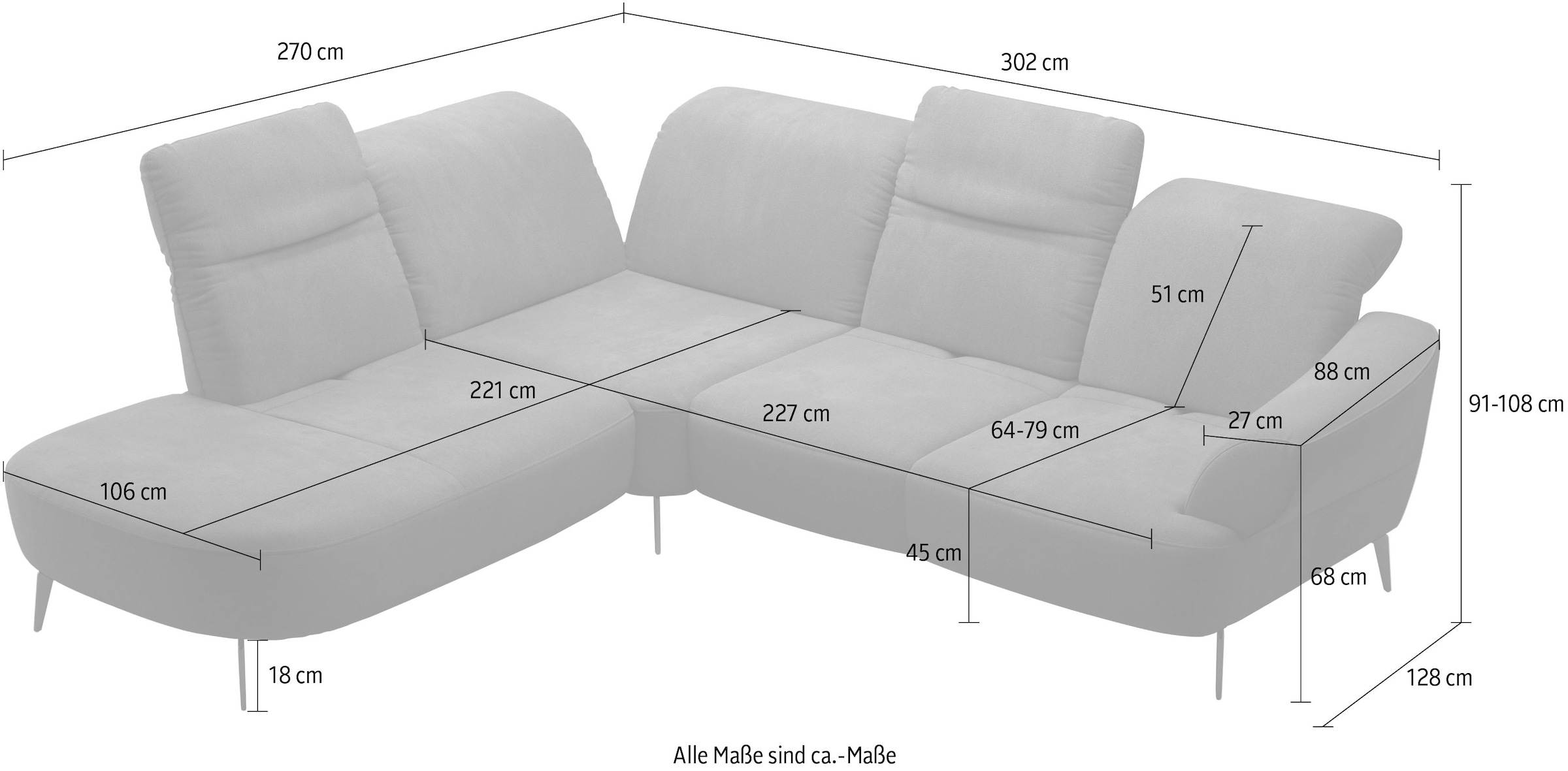 sit&more Ecksofa »Dance«, inkl.System Click&Seat und Sitztiefenverstellung