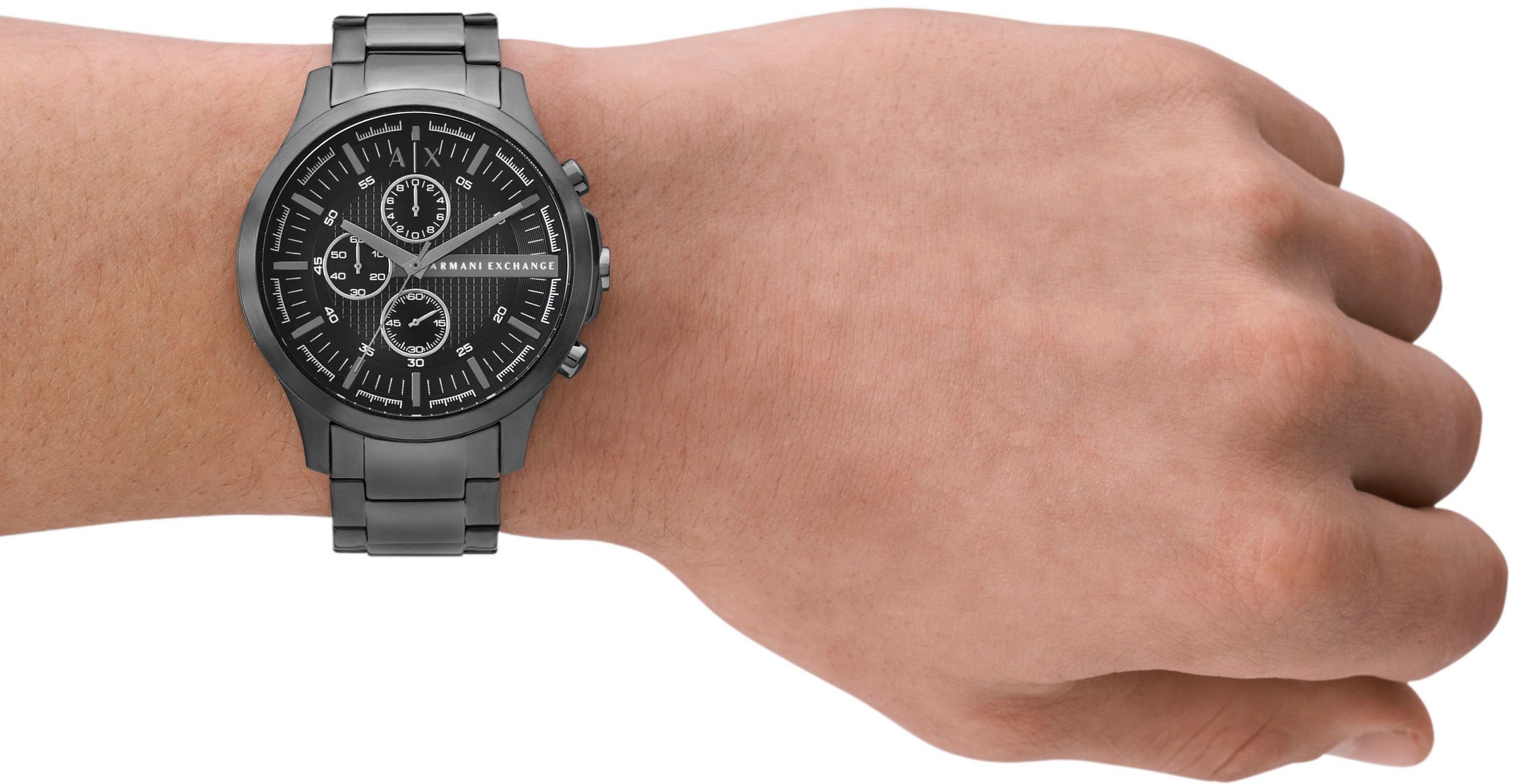 ARMANI EXCHANGE Chronograph, Armbanduhr, Herrenuhr, Edelstahlarmband, analog, Stoppfunktion