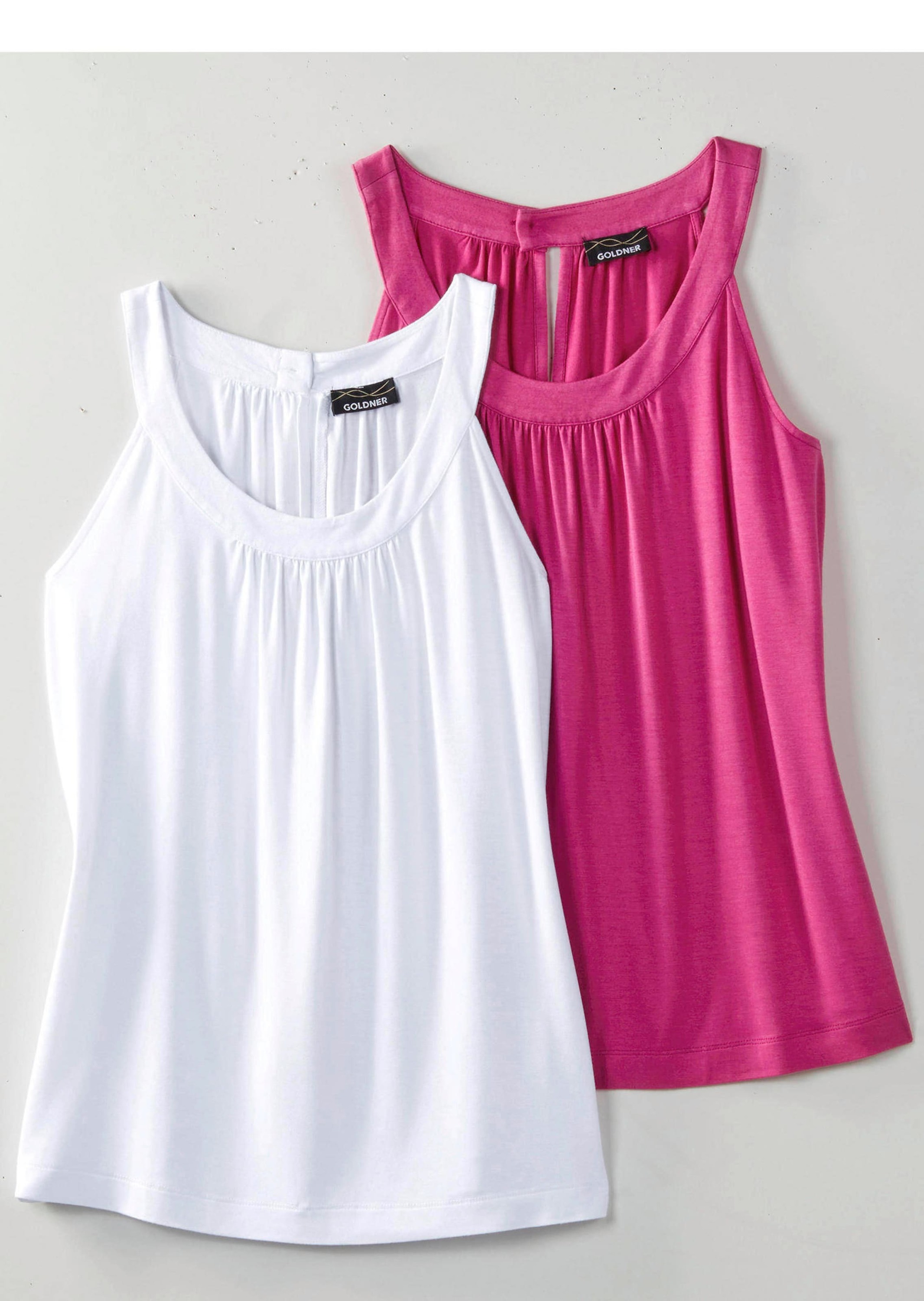 Thumbnail - GOLDNER Trägertop "Kurzgröße Top figurnah, Jersey, Doppelpack" stretchbequemer Viskosejersey