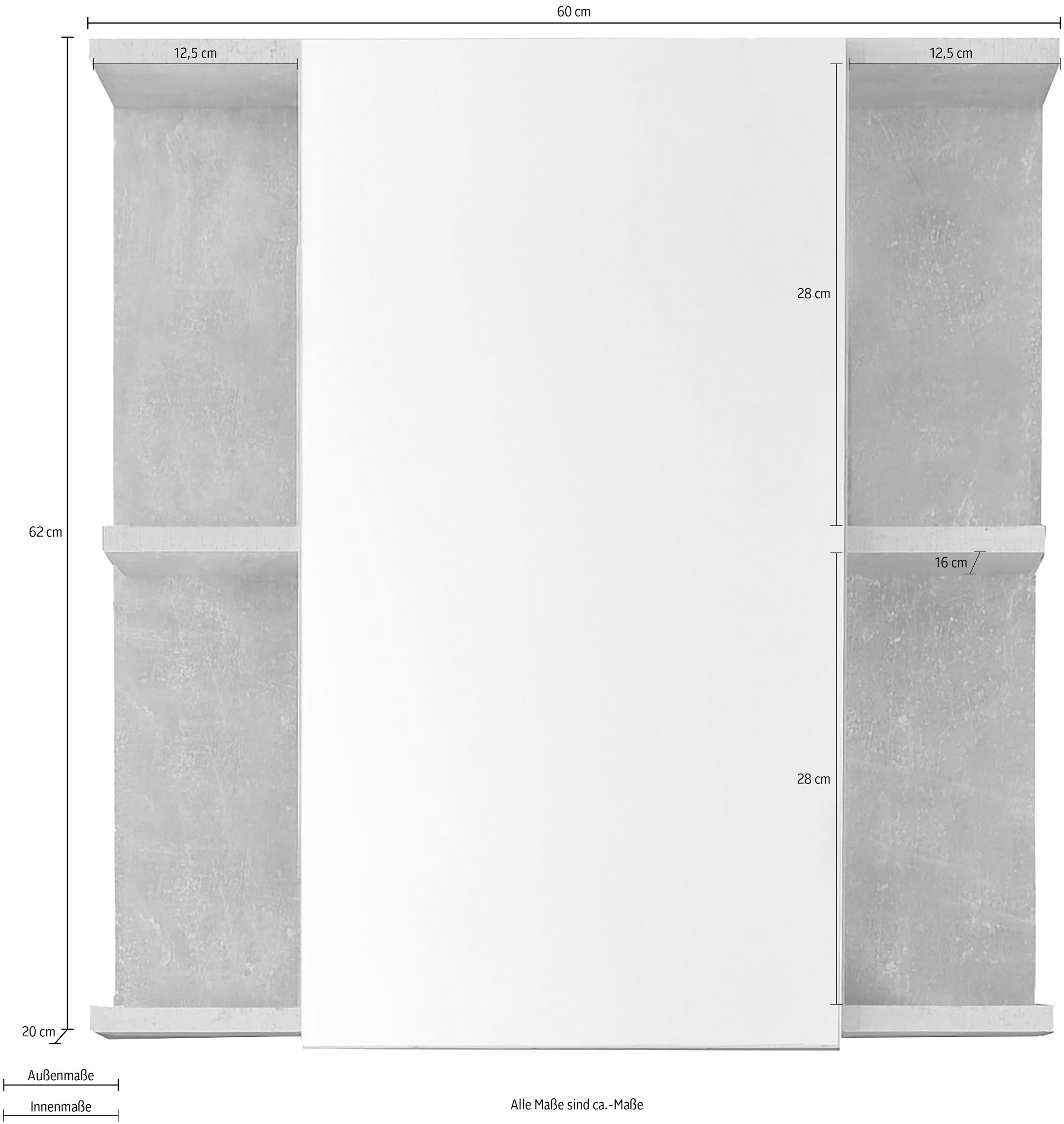 trendteam Spiegelschrank »Nano« Spiegelschrank mit 4 Einlegeböden - (B/T/H) 60/20/62 cm