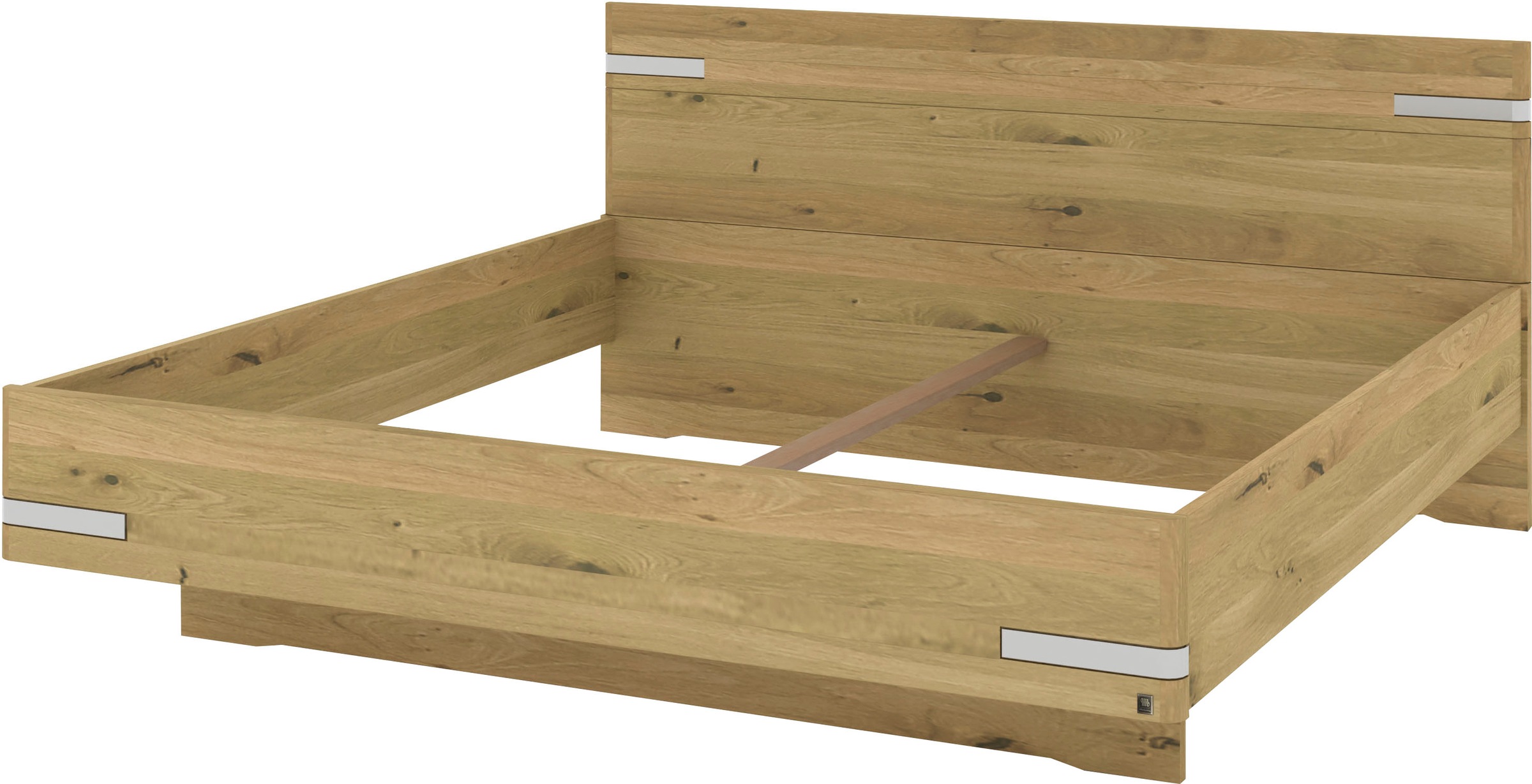 Musterring Holzbett »Savona«, (Belastbarkeit 220 Kg, 4-fache Liegehöhenverstellung, MADE IN GERMANY), Kopfteil in Bianco-Eiche massiv, Details in Chrom, verschiedene Größen