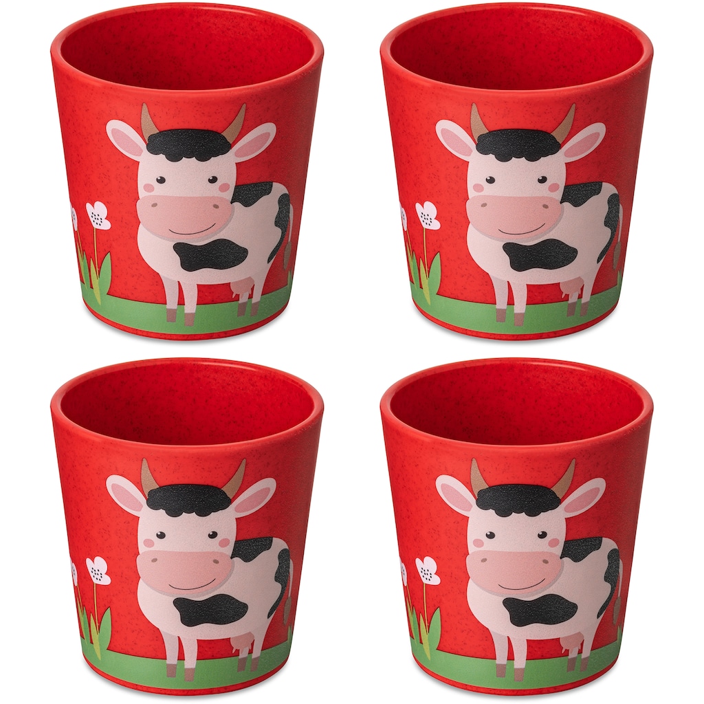 KOZIOL Kinderbecher »CONNECT CUP S FARM«, (Set, 4 tlg., 4x Becher 190ml)