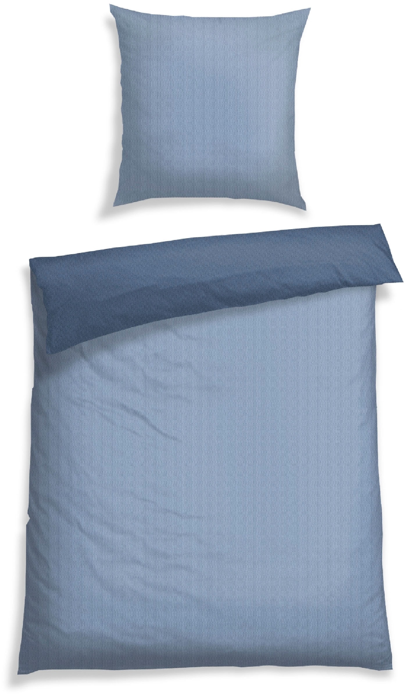 Bettwäsche SCHIESSER, blau, Renforcé, Obermaterial: 100% Baumwolle, Bettwäsche, "Silva in einem simplen Minimaldessin in angesagter Strickoptik",