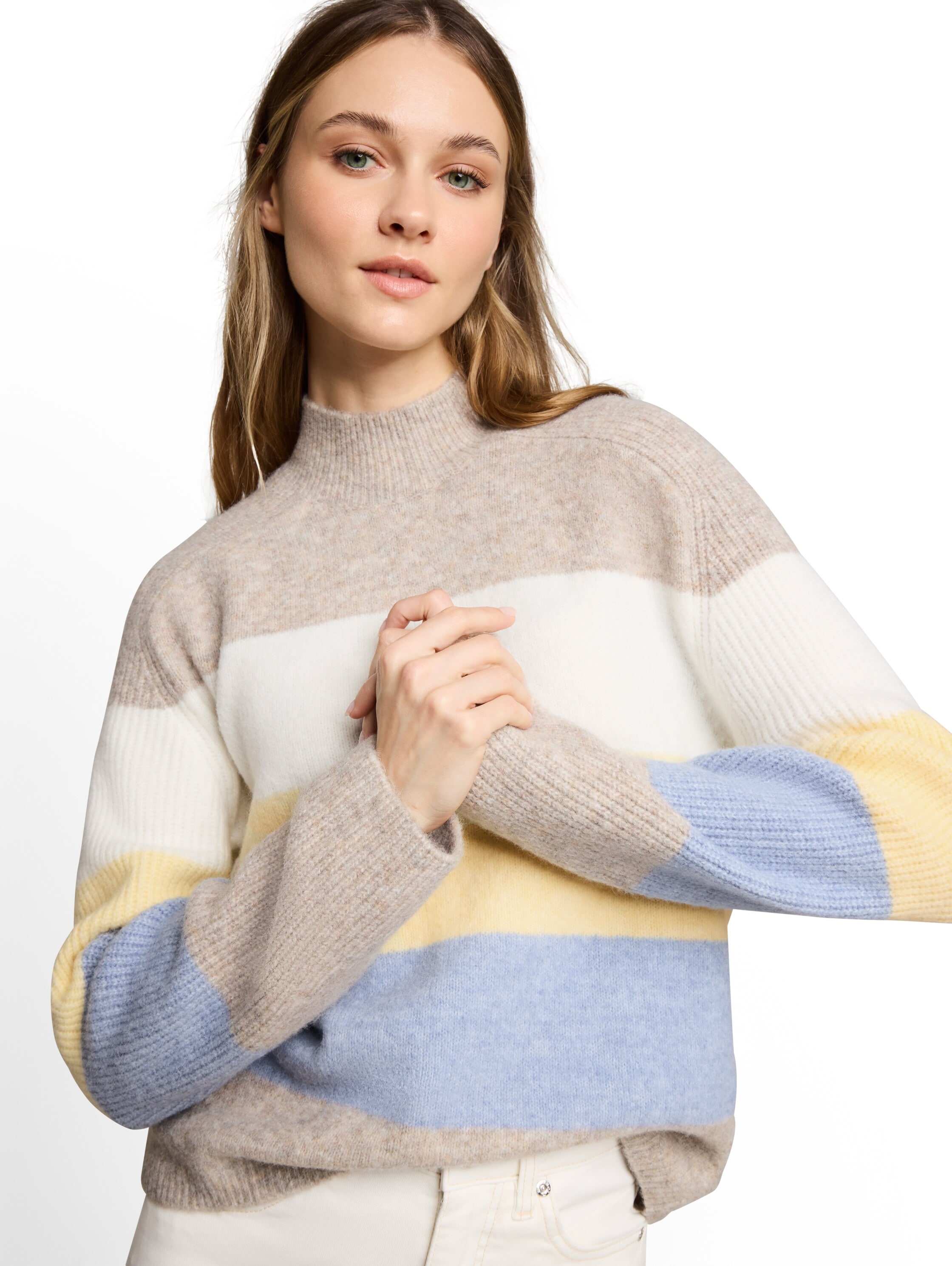 TOM TAILOR Denim V-Ausschnitt-Pullover mit Stehkragen