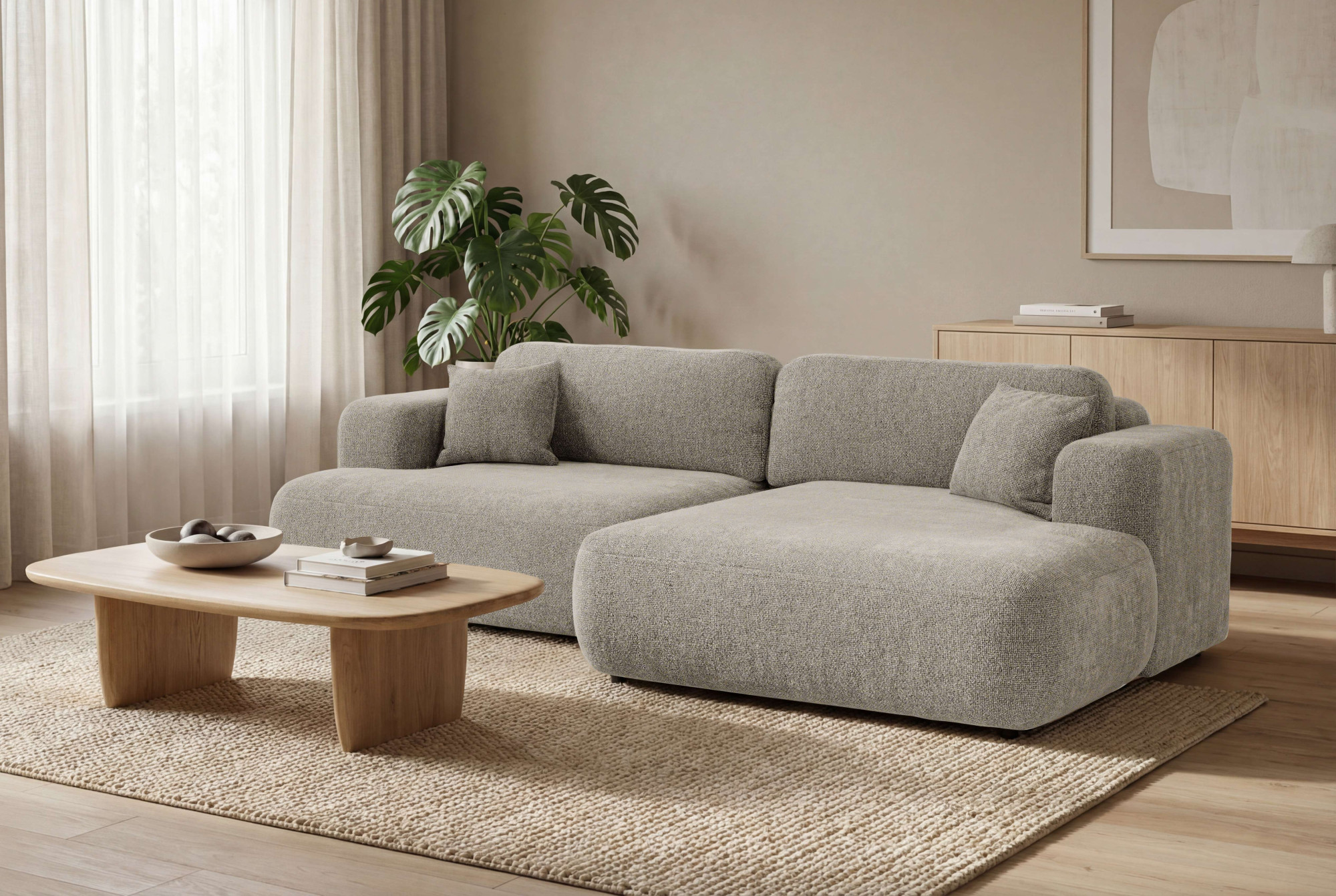 OTTO home Ecksofa "VEEVIA L-Form, Schlafsofa, Verlässliche Qualität, Breite 256cm" mit Bettkasten, belastbar bis 480kg, inklusive Rücken- und Zierkissen