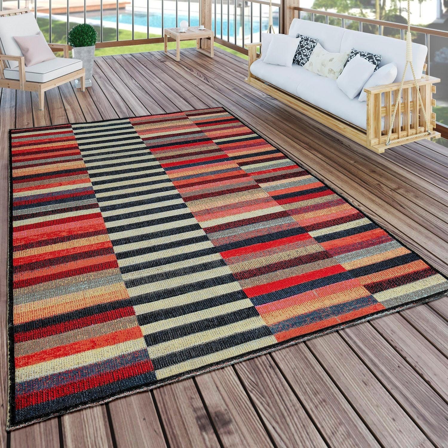 Paco Home Teppich In- rund, und Kurzflor, BAUR Design, gestreiftes | »Artigo modernes Outdoor geeignet 408«