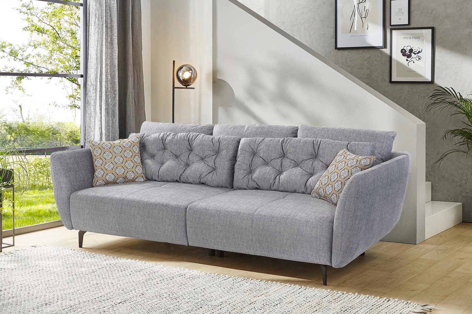 Jockenhöfer Gruppe Big-Sofa "Spa, B: 251 cm" im Retrolook mit 7 Kissen