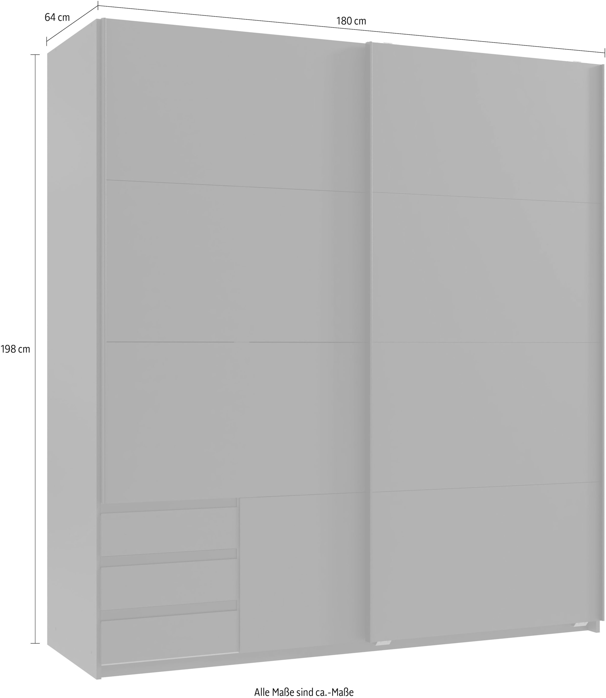Wimex Schwebetürenschrank »Emden moderner Kleiderschrank mit Spiegel und Schubladen BESTSELLER«, Schlafzimmer Schrank Garderobenschrank mit Schwebetüren Topseller