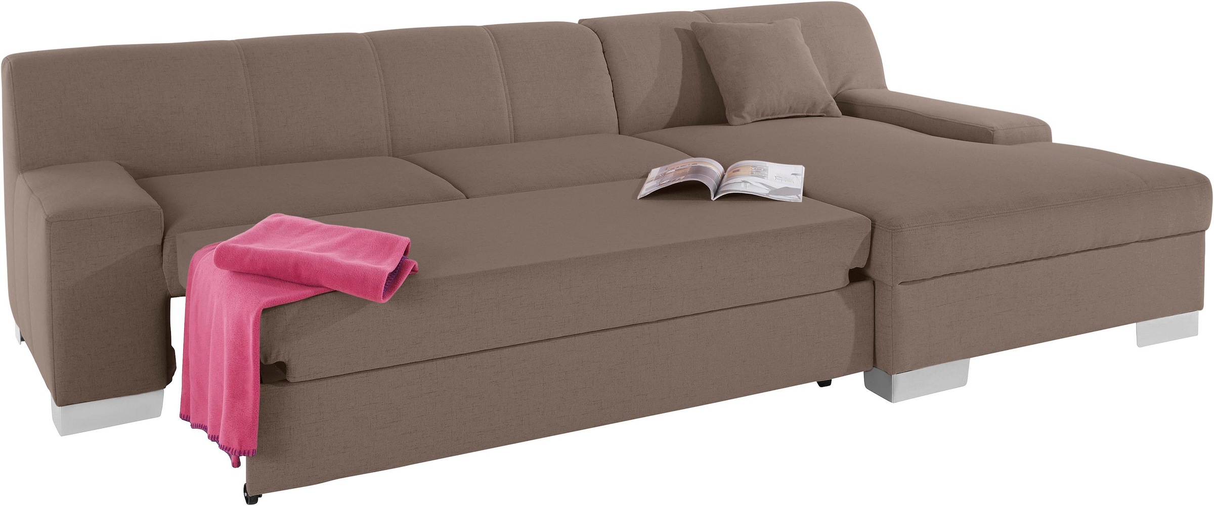 Thumbnail - DOMO collection Ecksofa "Bero, elegant und zeitlos, flache Armlehnen, Breite 268cm L-Form" fester Sitzkomfort, wahlweise...