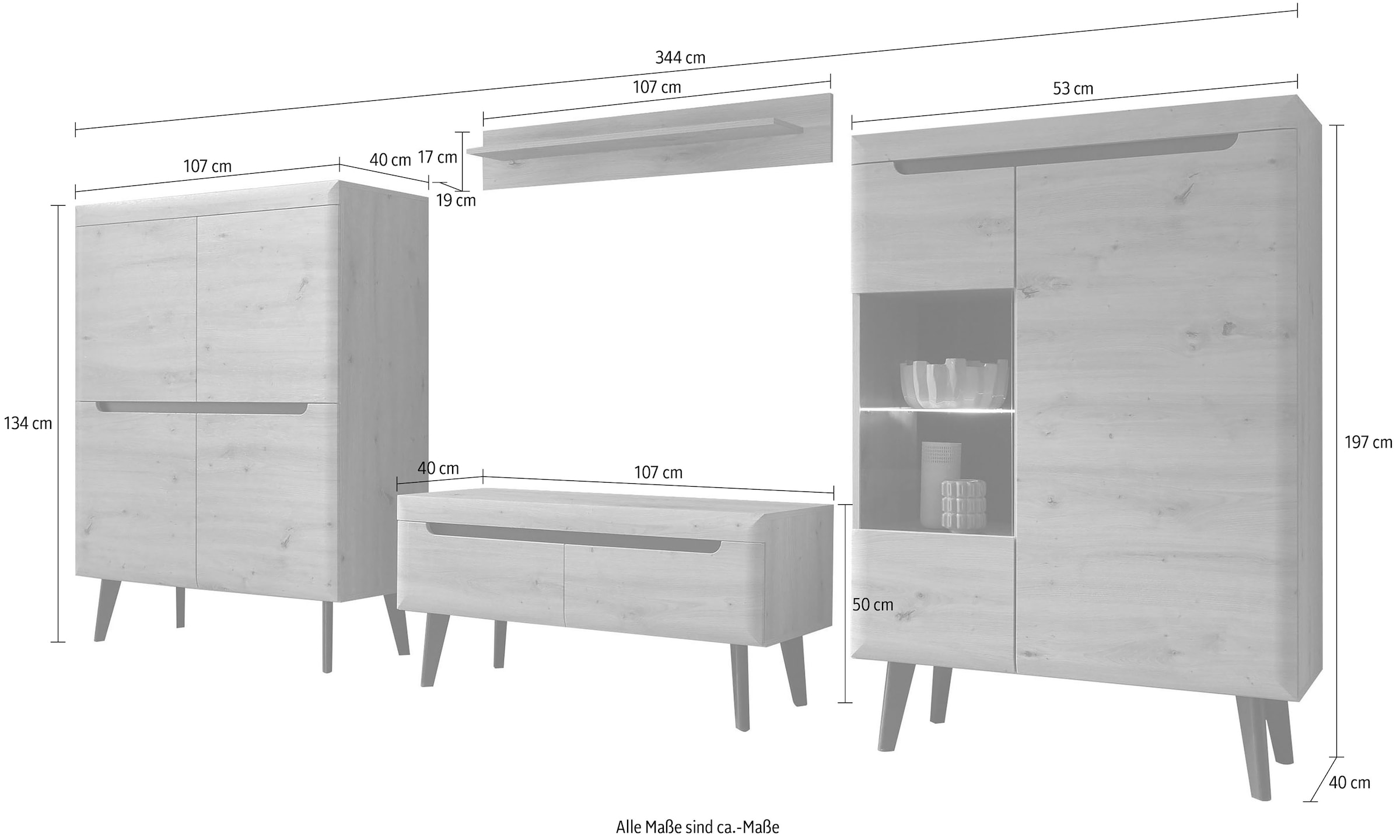 INOSIGN Wohnwand »Torge«, (Set, 4 St.)