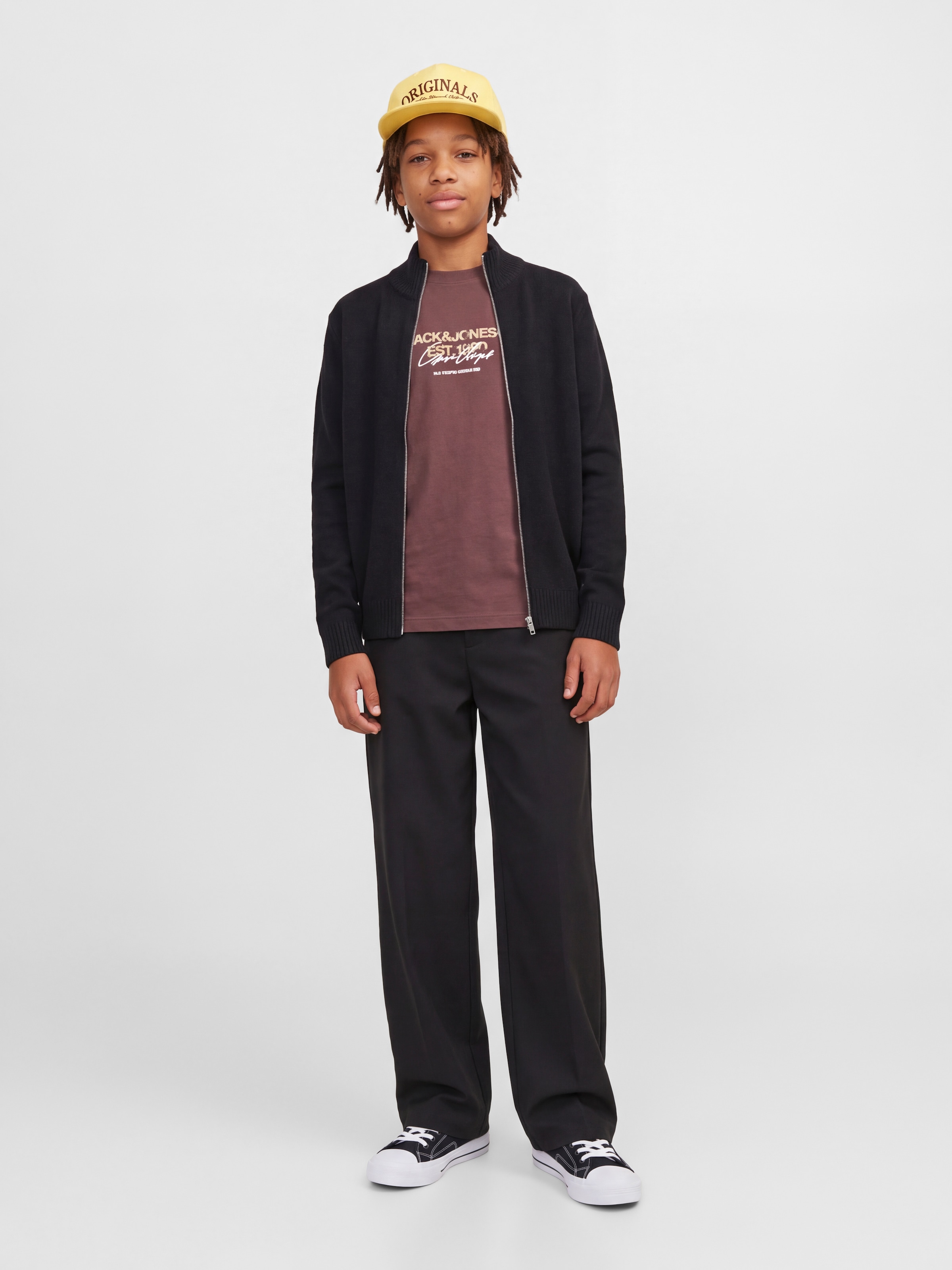 Jack & Jones Junior Rundhalsshirt »JCOCLUB FRONT PRINT TEE SS CN JNR« Baumwolle, locker geschnitten