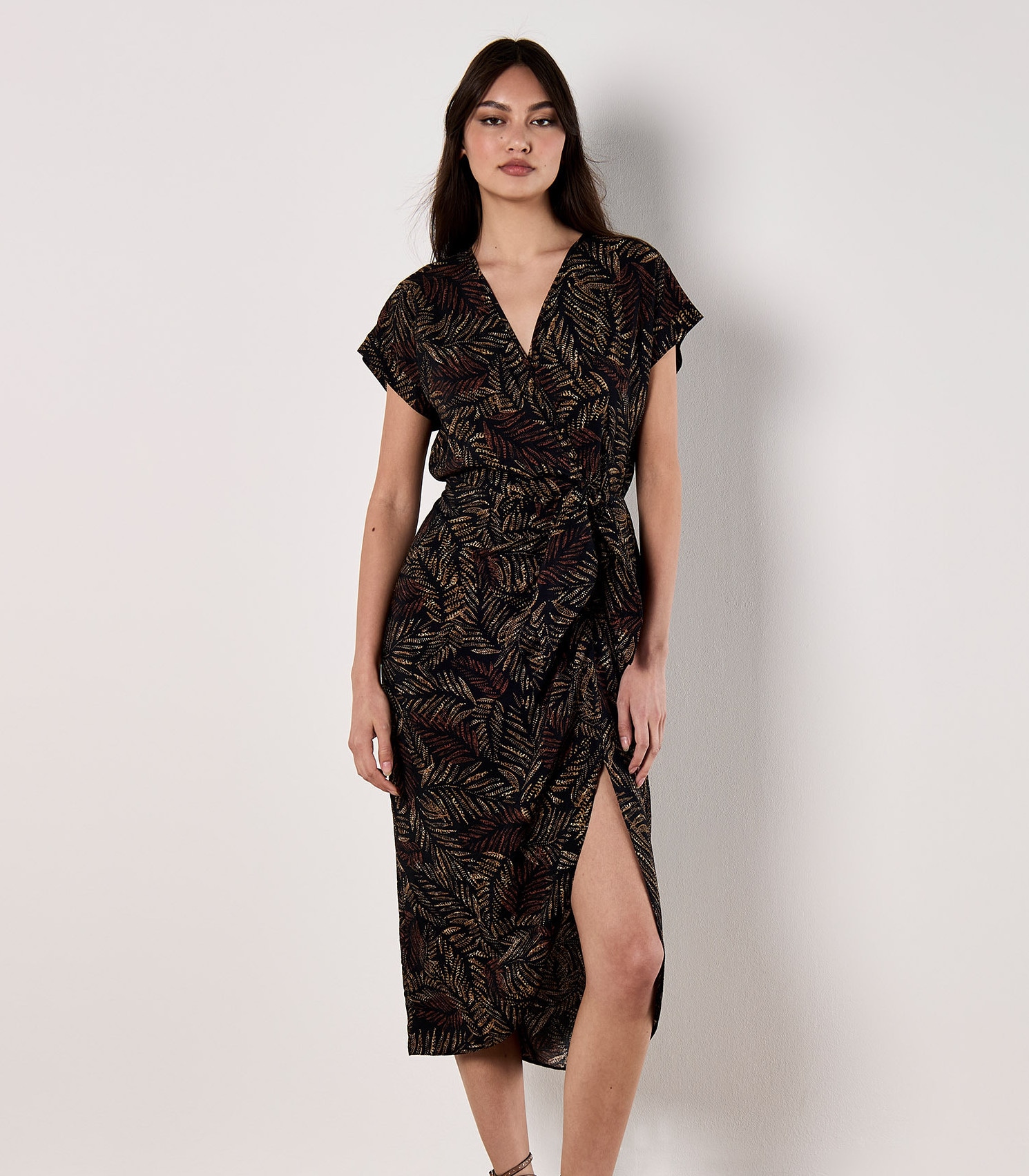 Apricot Midikleid "Druckkleid" 2 tlg. in Wickeloptik