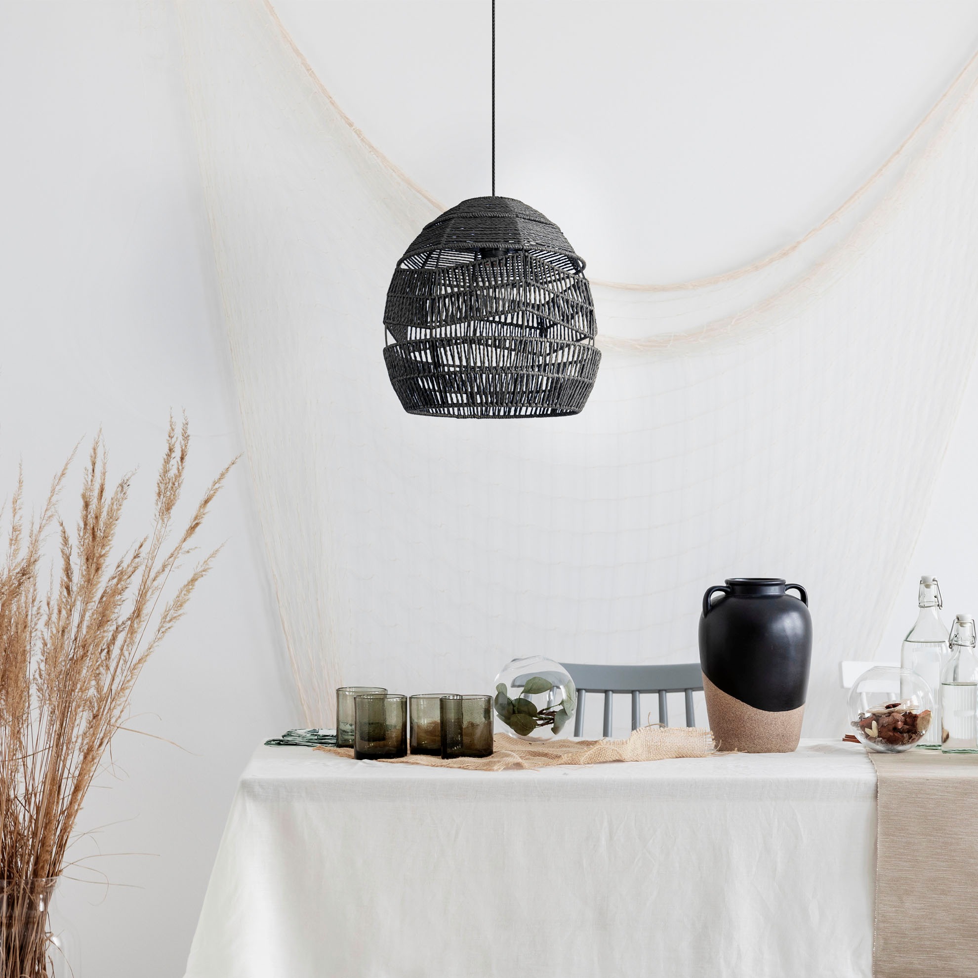 Paco Home Pendelleuchte »VILLA«, Leuchtmittel E27 | ohne Leuchtmittel, Pendelleuchte Hängeleuchte Vintage Rustikal LED Boho Papier E27