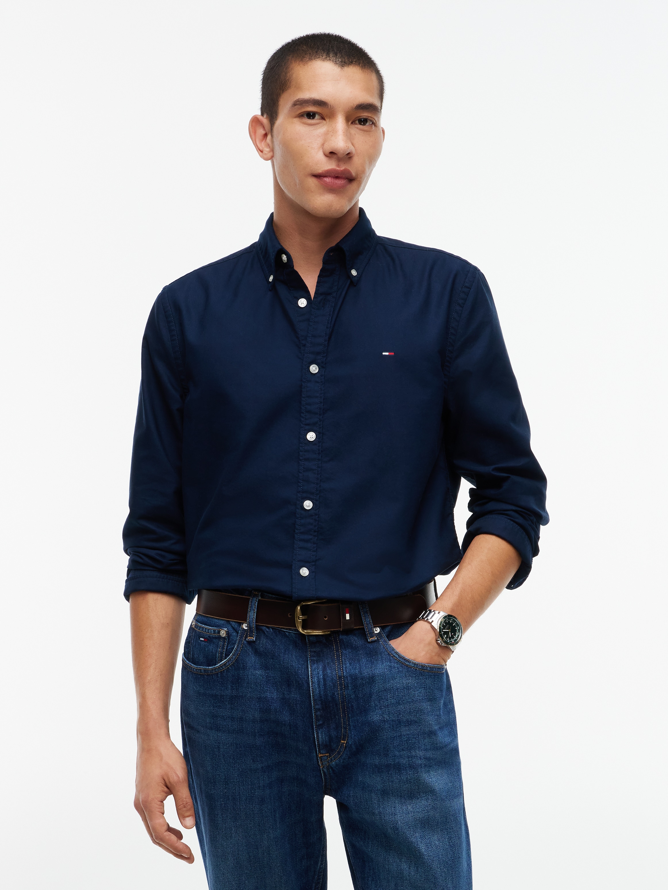 Tommy Jeans Langarmhemd »REGULAR OXFORD SHIRT« Regular fit mit Button-Down-Kragen